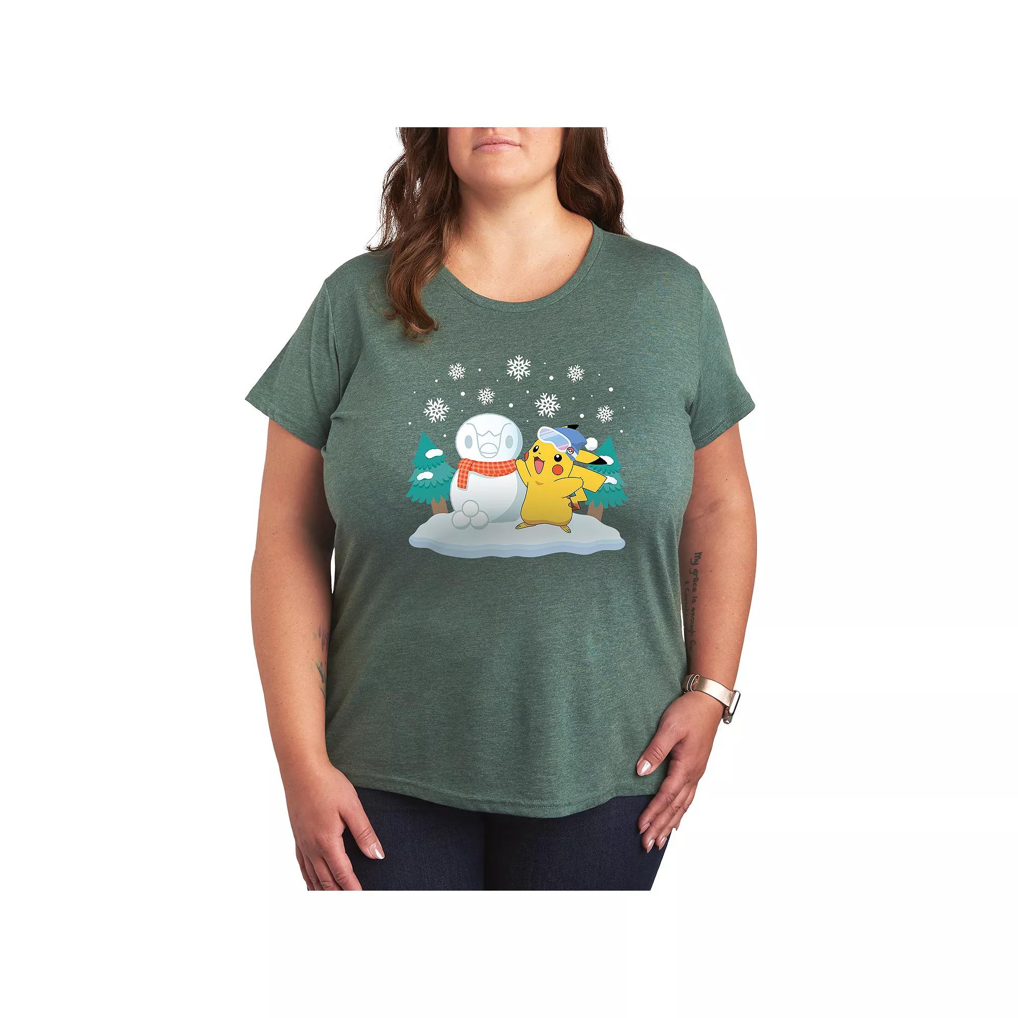 Plus Pokemon Pikachu Piplup Snowman Graphic Tee, Women's,  Product Image