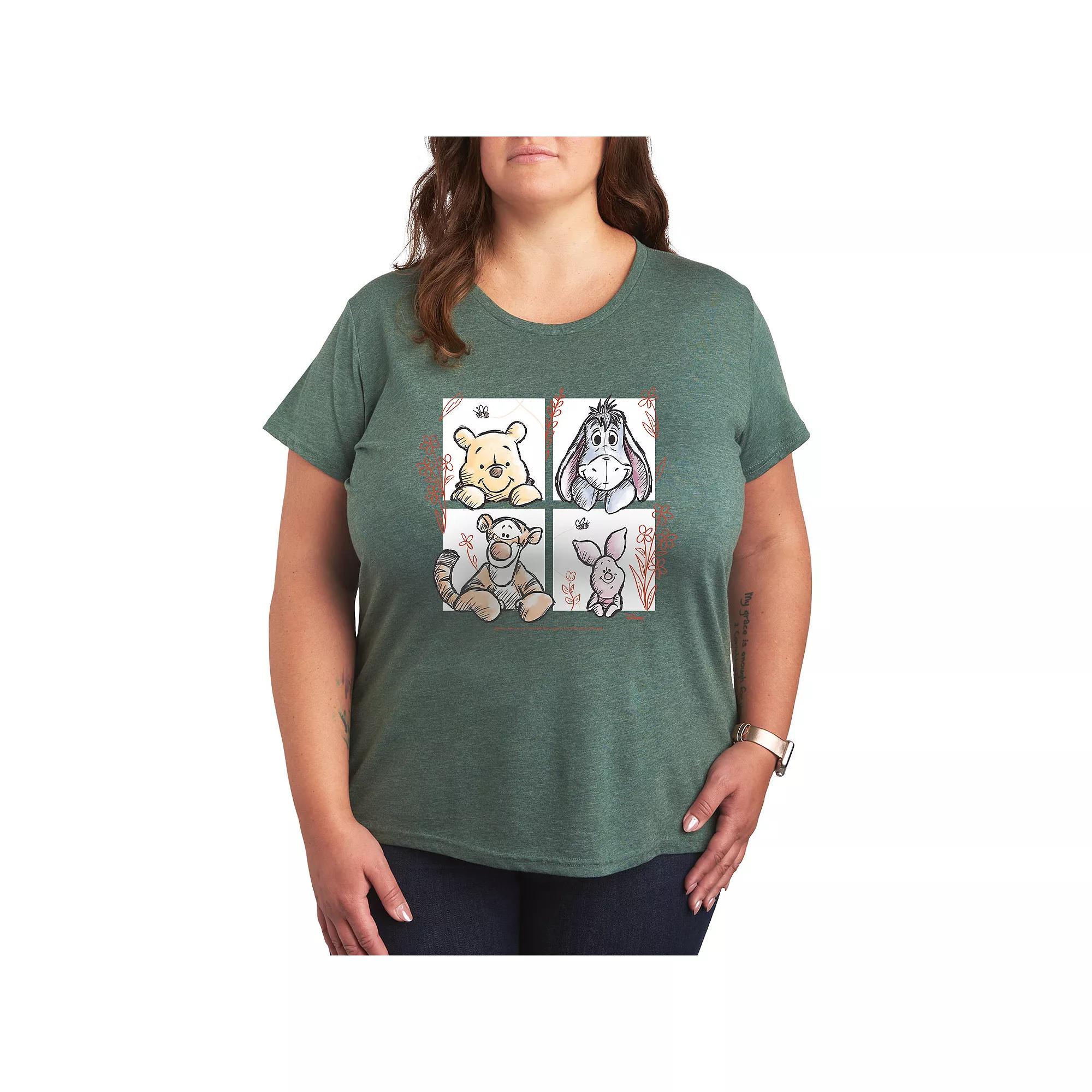 Disney's Winnie The Pooh Floral Grid Graphic Tee, Women's,  Product Image