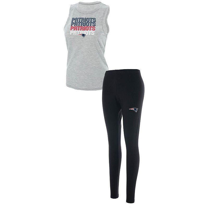 Women's Concepts Sport Heathered Gray/Black New England Patriots Profound Tank Top & Leggings Sleep Set,  Product Image