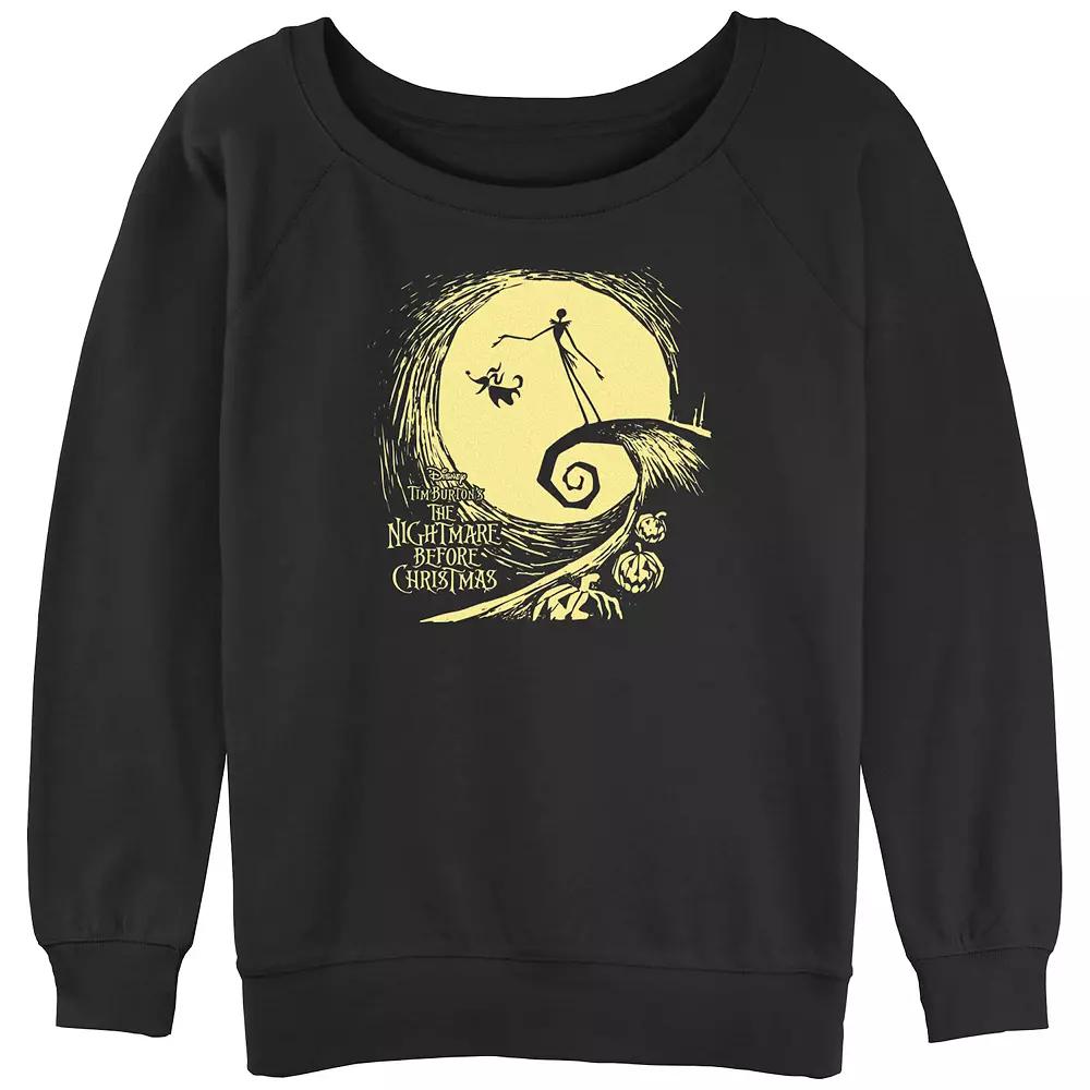 Disney's The Nightmare Before Christmas Juniors' Jack And Zero At Night Slouchy Terry Graphic Pullover, Women's,  Product Image