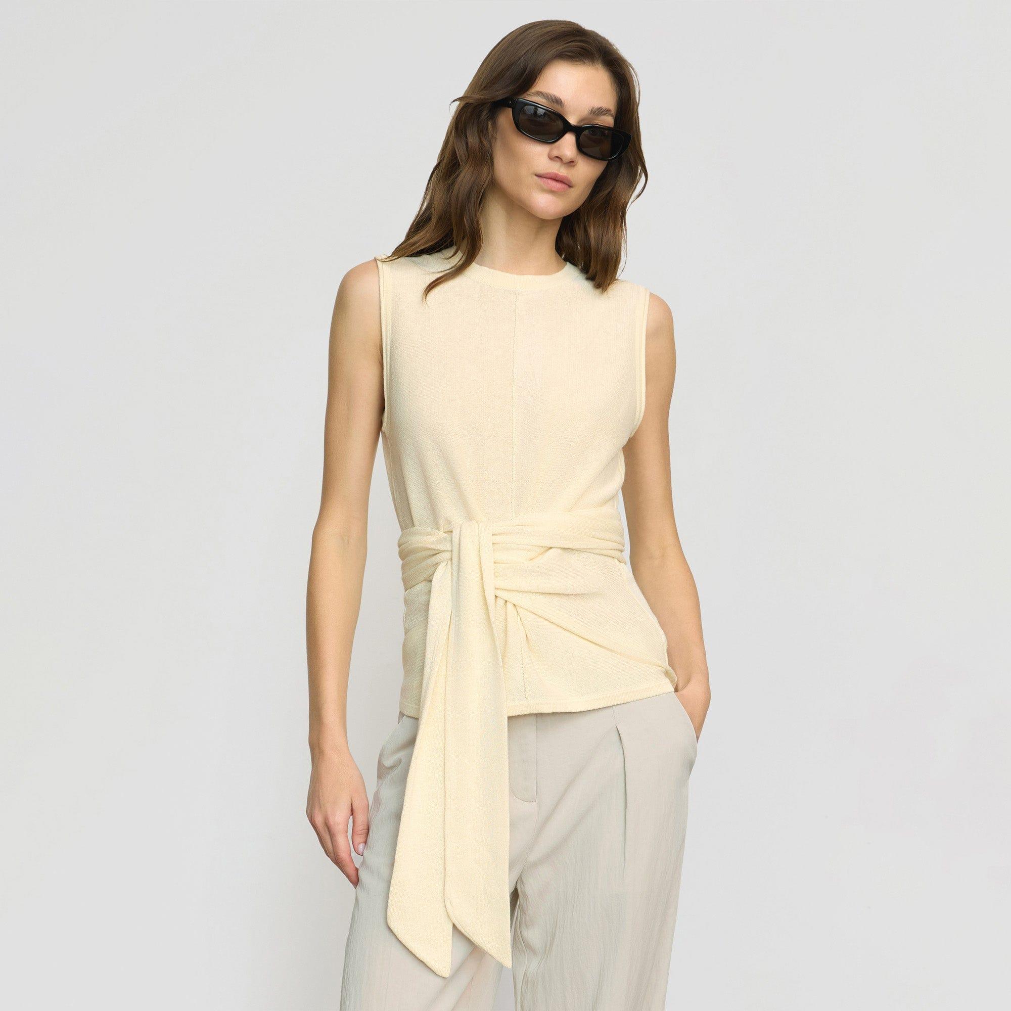 Rois Tie-Front Linen-Cotton Top Product Image