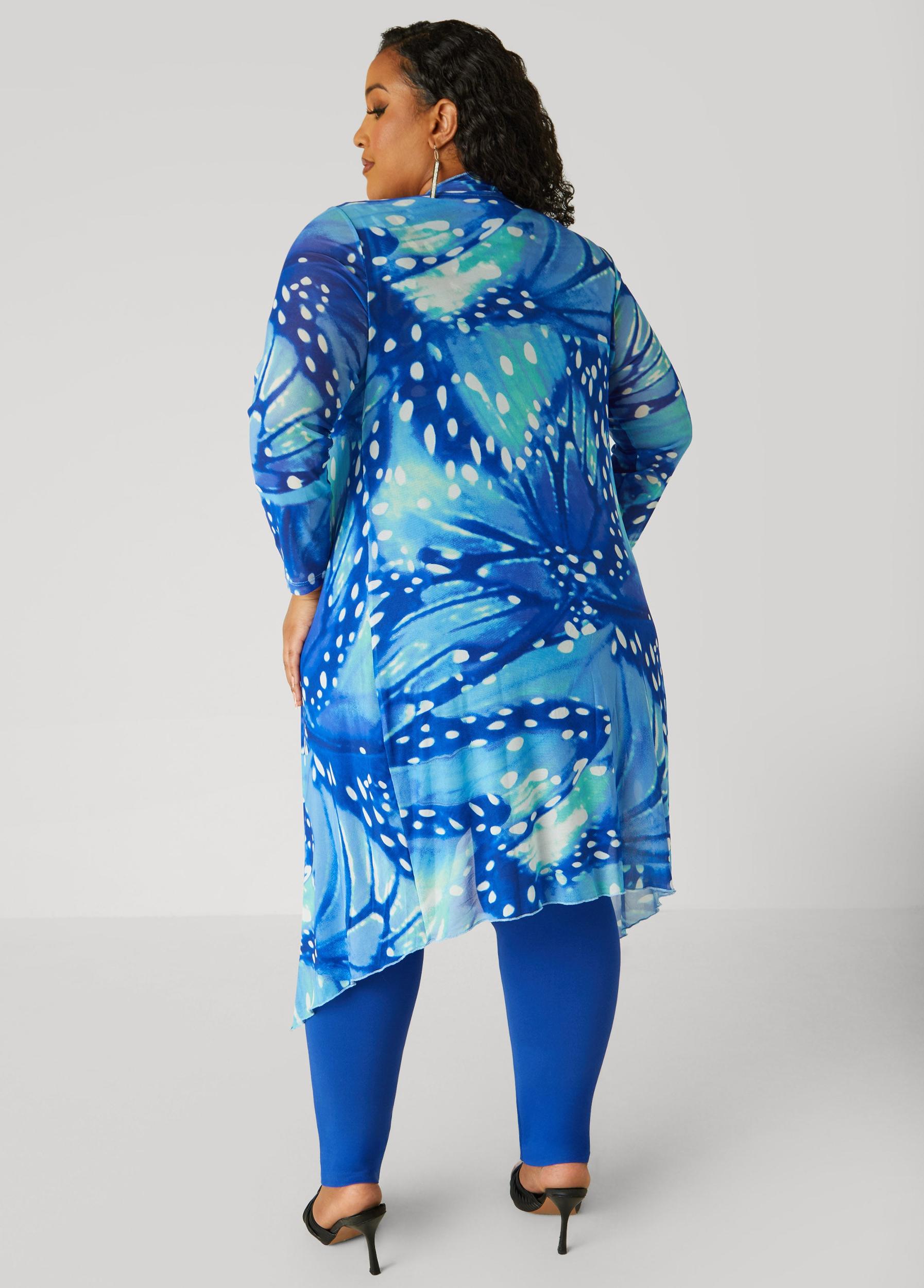 Plus Size Open Front Abstract Mesh Duster Ashley Stewart Product Image
