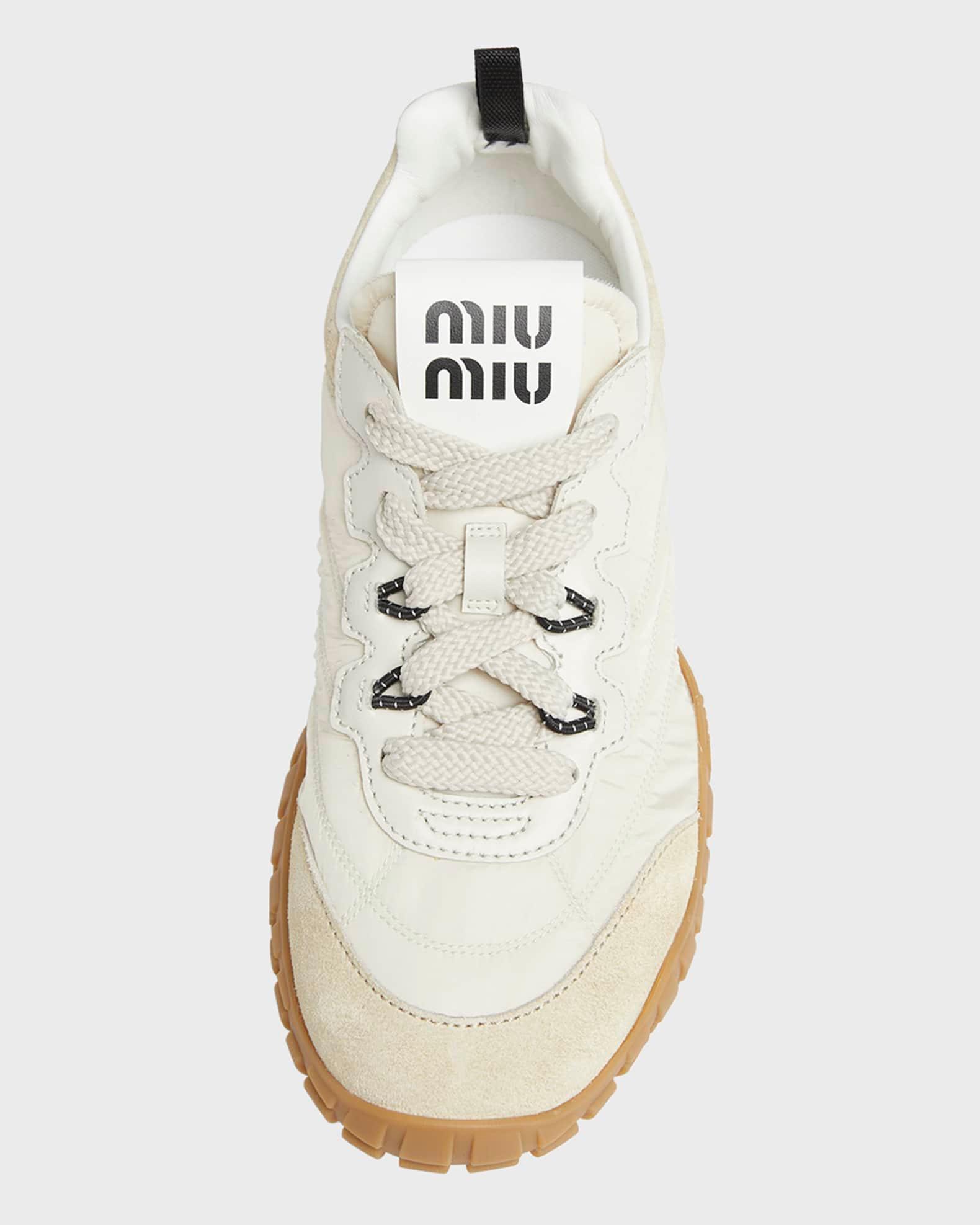 Low-Top Nylon & Leather Sneakers Product Image