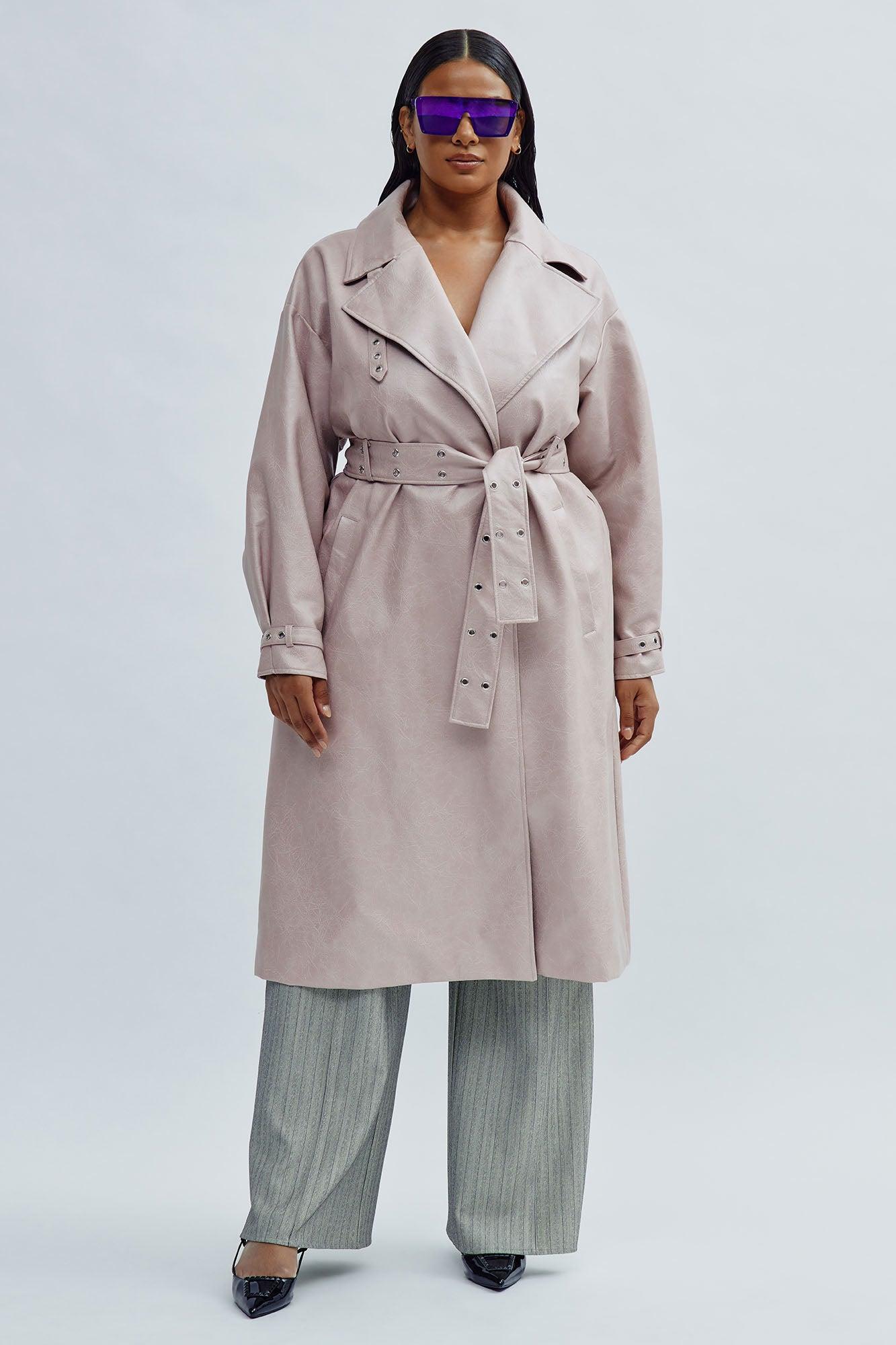 Not Your Average Washed Faux Leather Trench - Blush Product Image