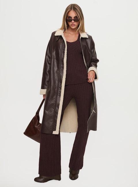 Ammelia Shearling Long-line Jacket Brown Product Image