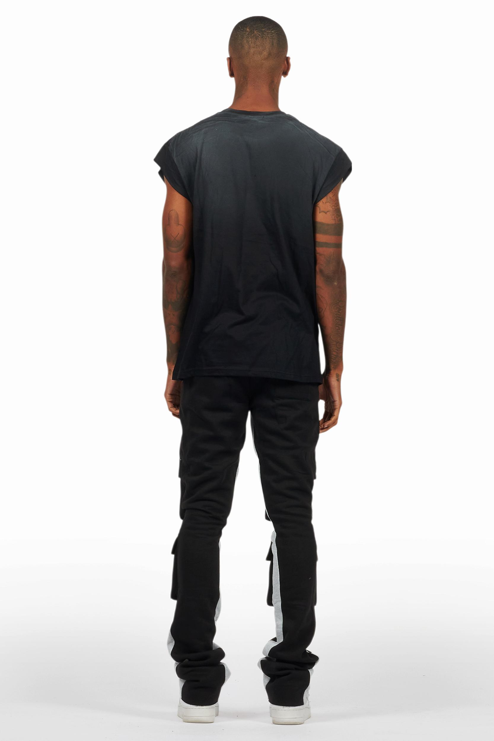 Antoon Black Stacked Flare Track Pant Male Product Image