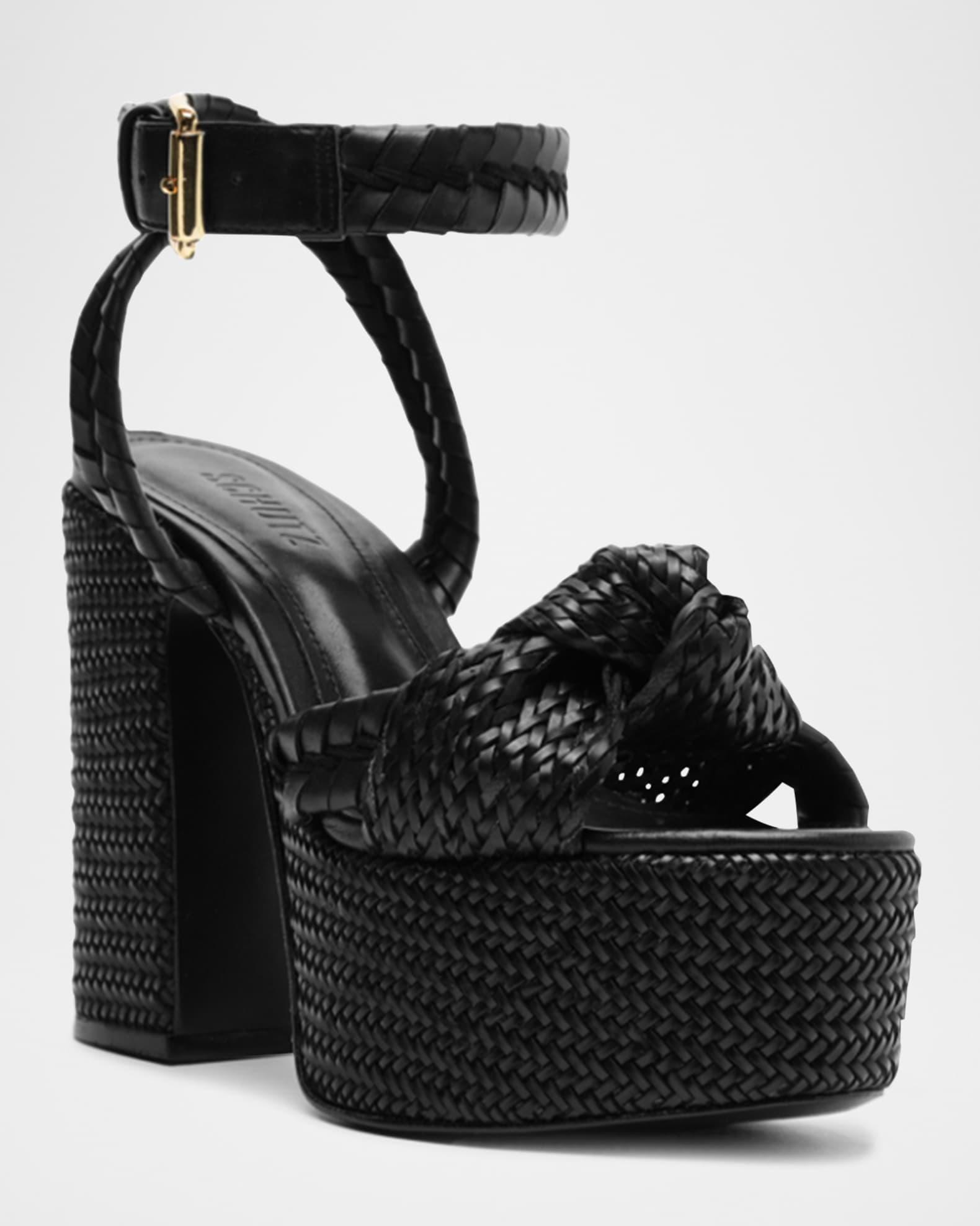 Khari Knotted Leather Ankle-Strap Platform Sandals Product Image