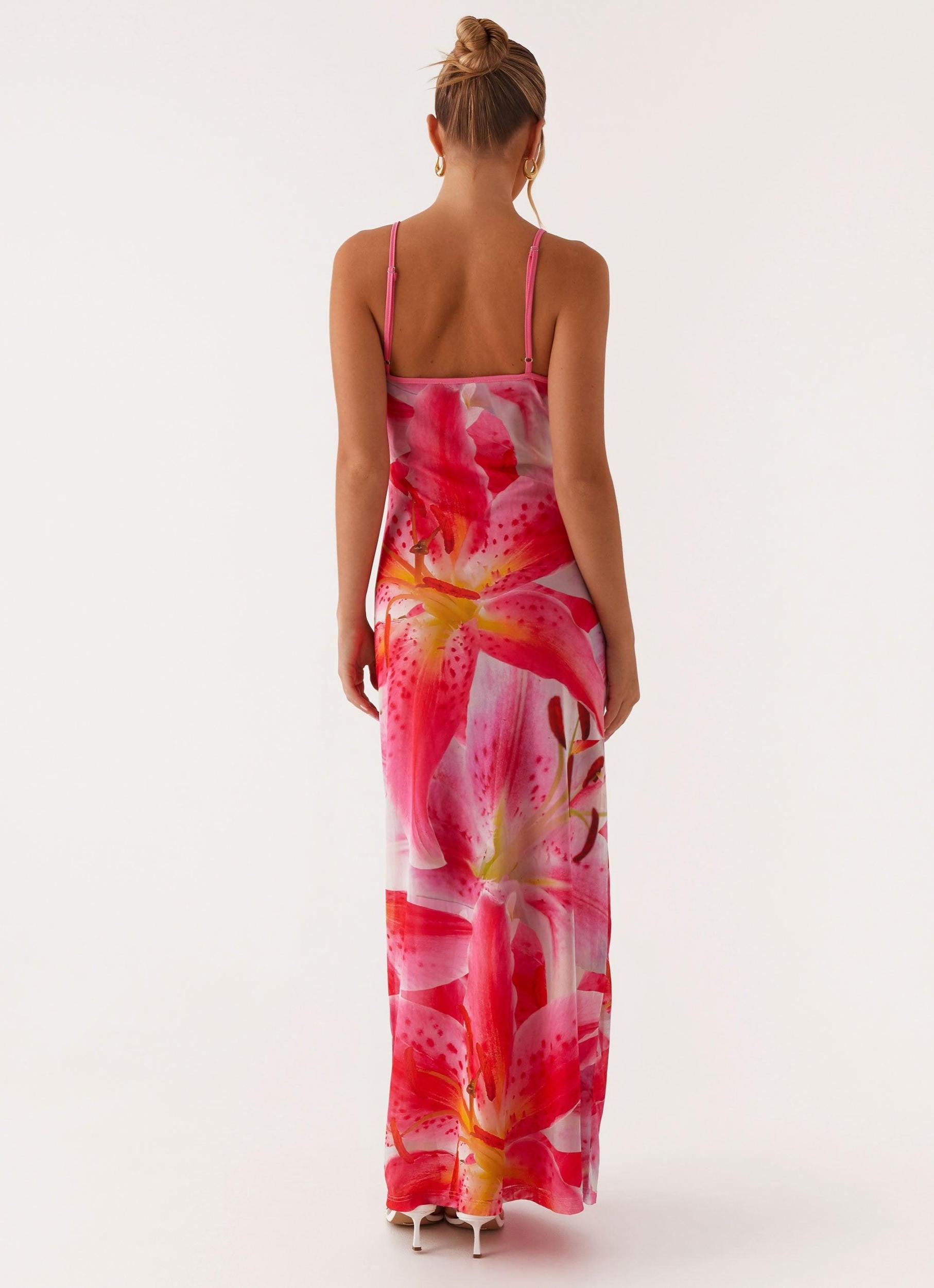 Claudie Maxi Dress - White Pink Lilly Product Image