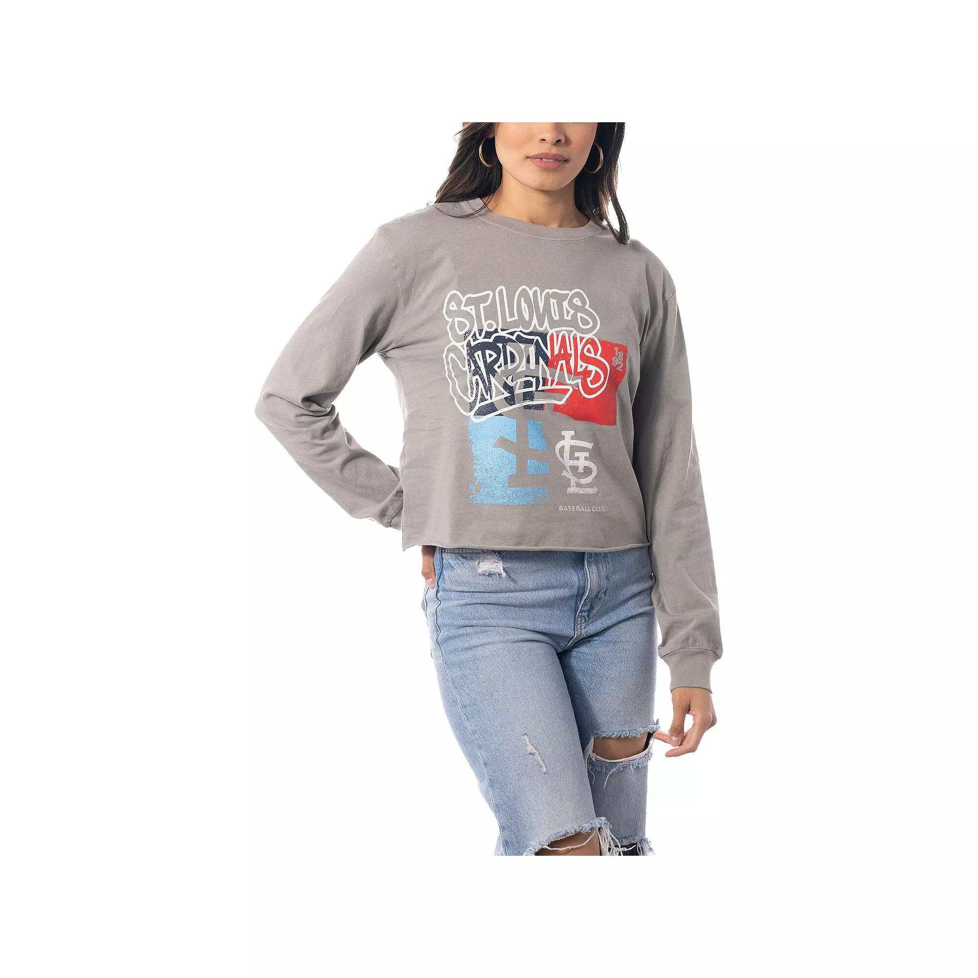 Women's The Wild Collective Gray St. Louis Cardinals Cropped Long Sleeve T-Shirt,  Product Image