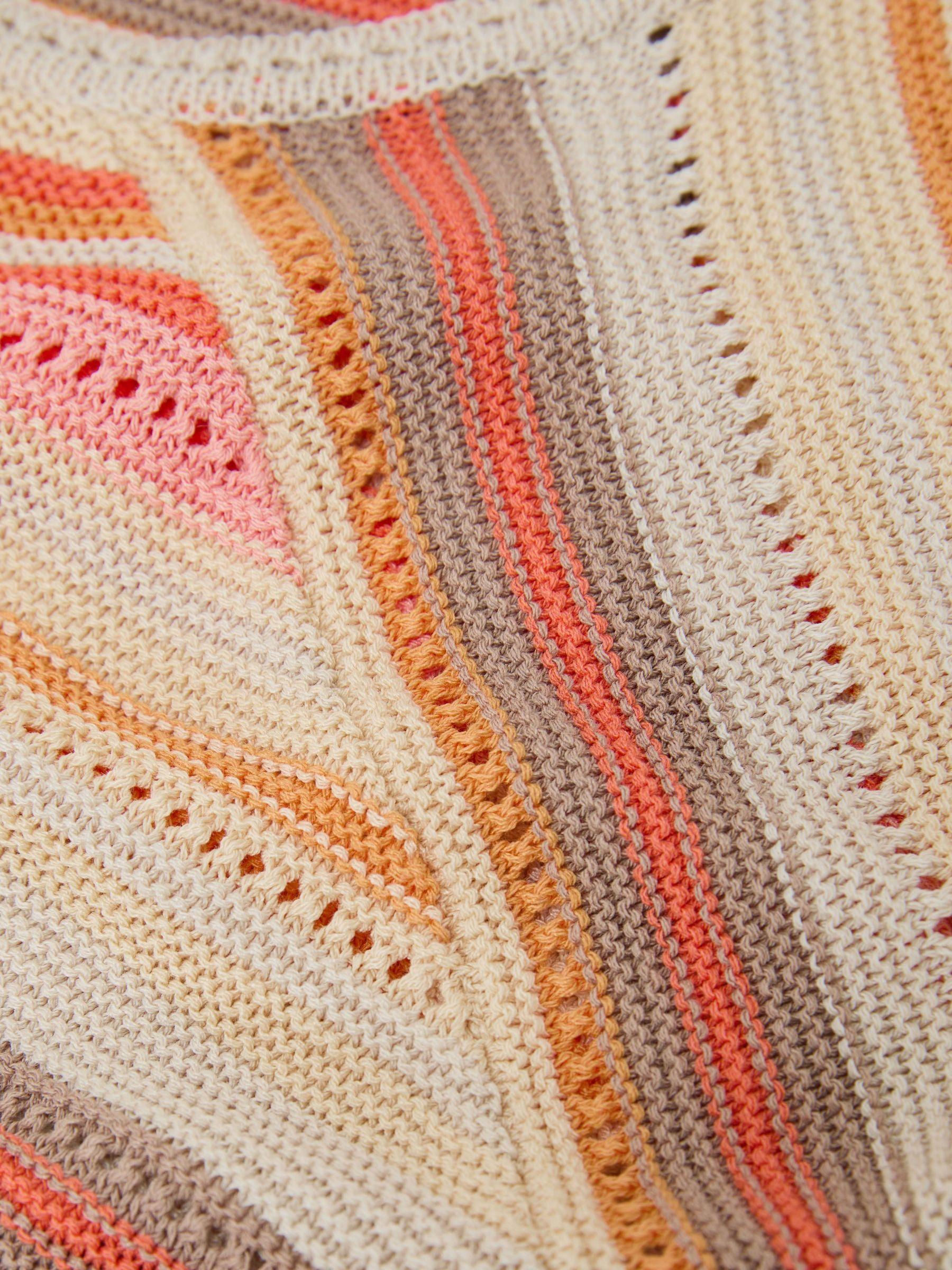 Striped Knit Scoop-Neck Vest in Neutral/Coral Product Image