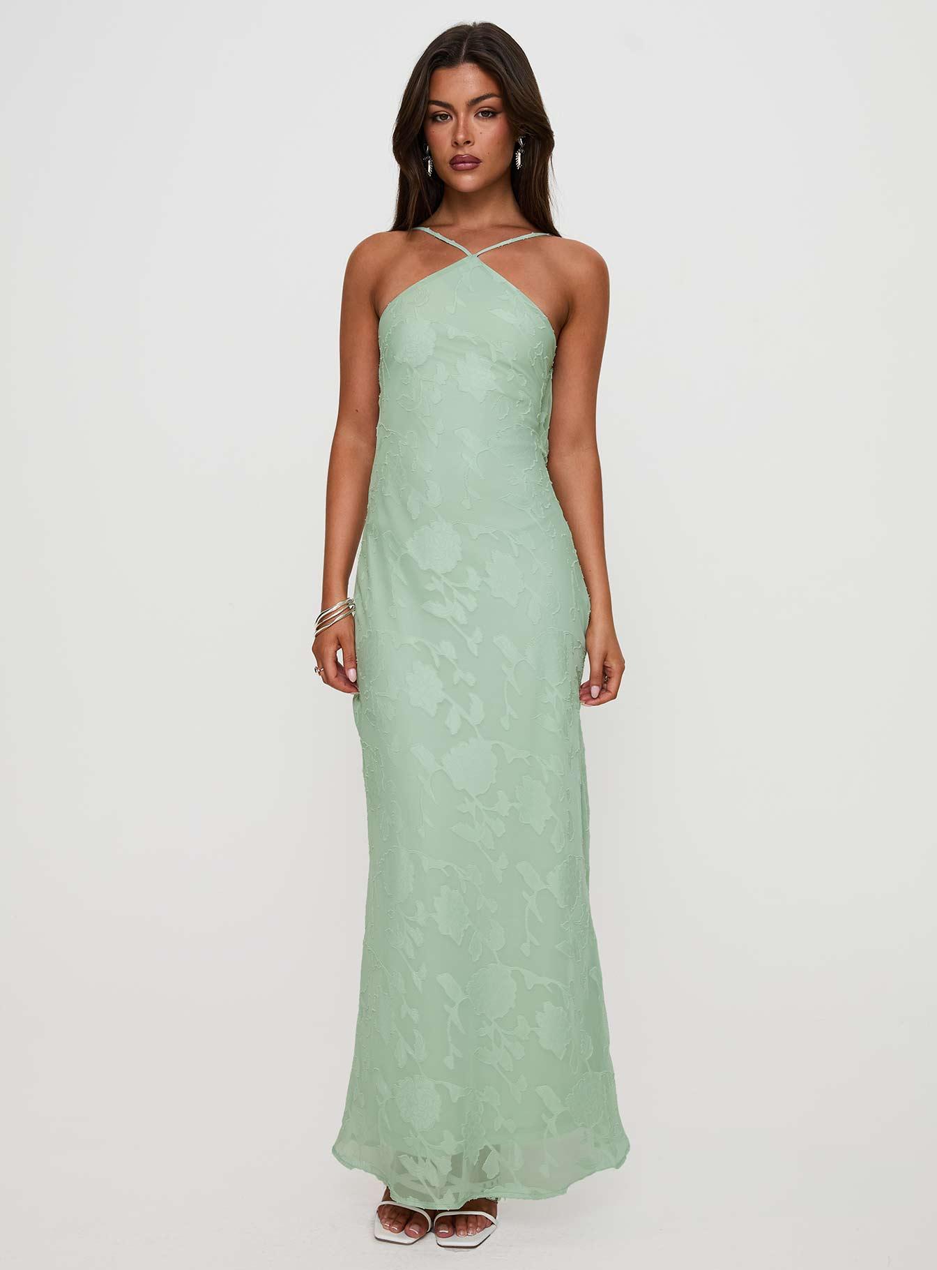 Zoelle Halter Maxi Dress Sage Product Image