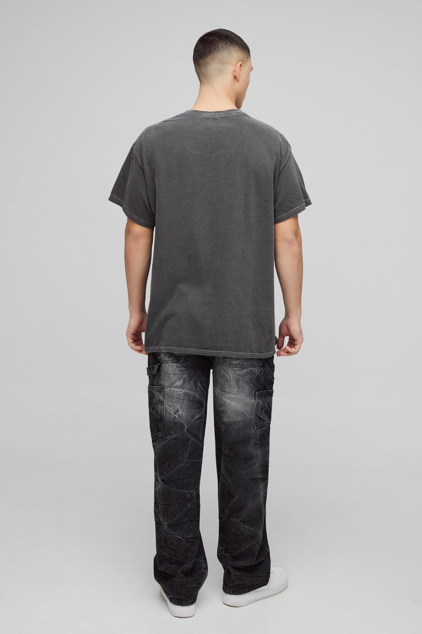 Oversized Green Day Washed License Band T-Shirt | boohooMAN USA Product Image