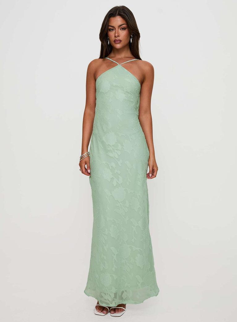 Zoelle Halter Maxi Dress Sage Product Image