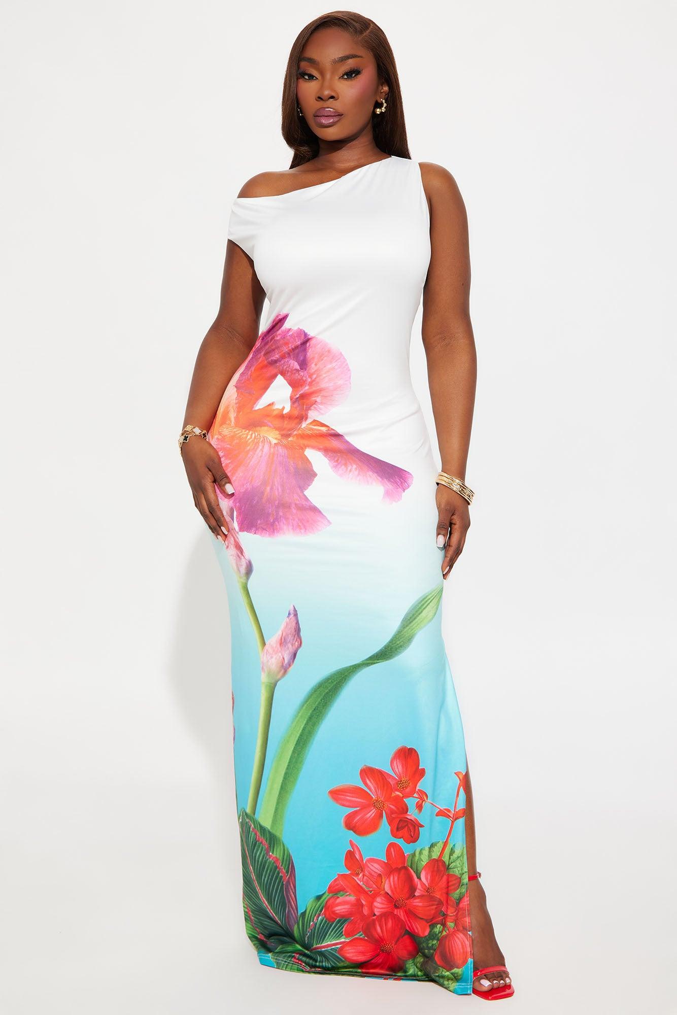 Jolene Off Shoulder Floral Maxi Dress - White/combo Female Product Image