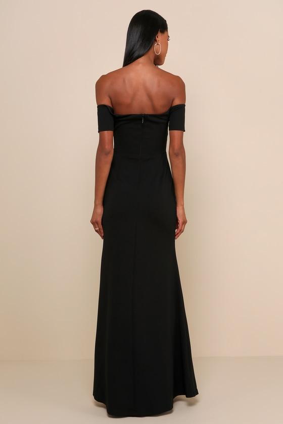 Lynne Black Off-the-Shoulder Maxi Dress Product Image
