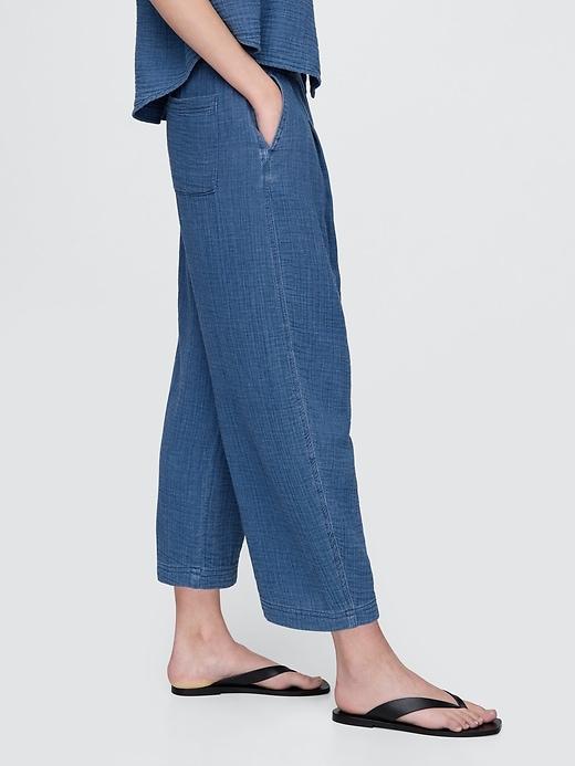 Cotton Gauze Denim Easy Barrel Pants Product Image