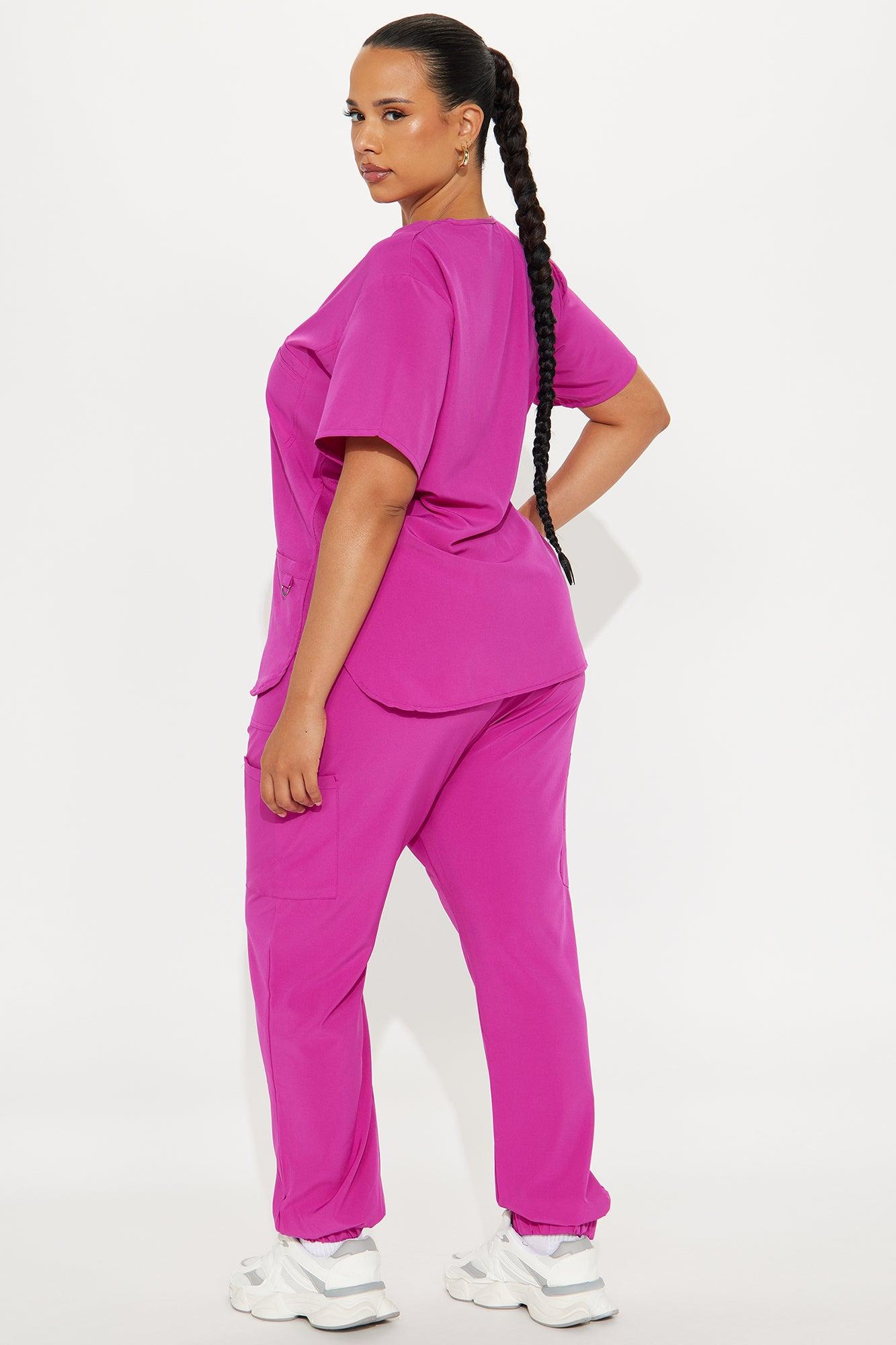 Feeling Better Stretch Scrub Uniform Jogger Set - Magenta Female Product Image