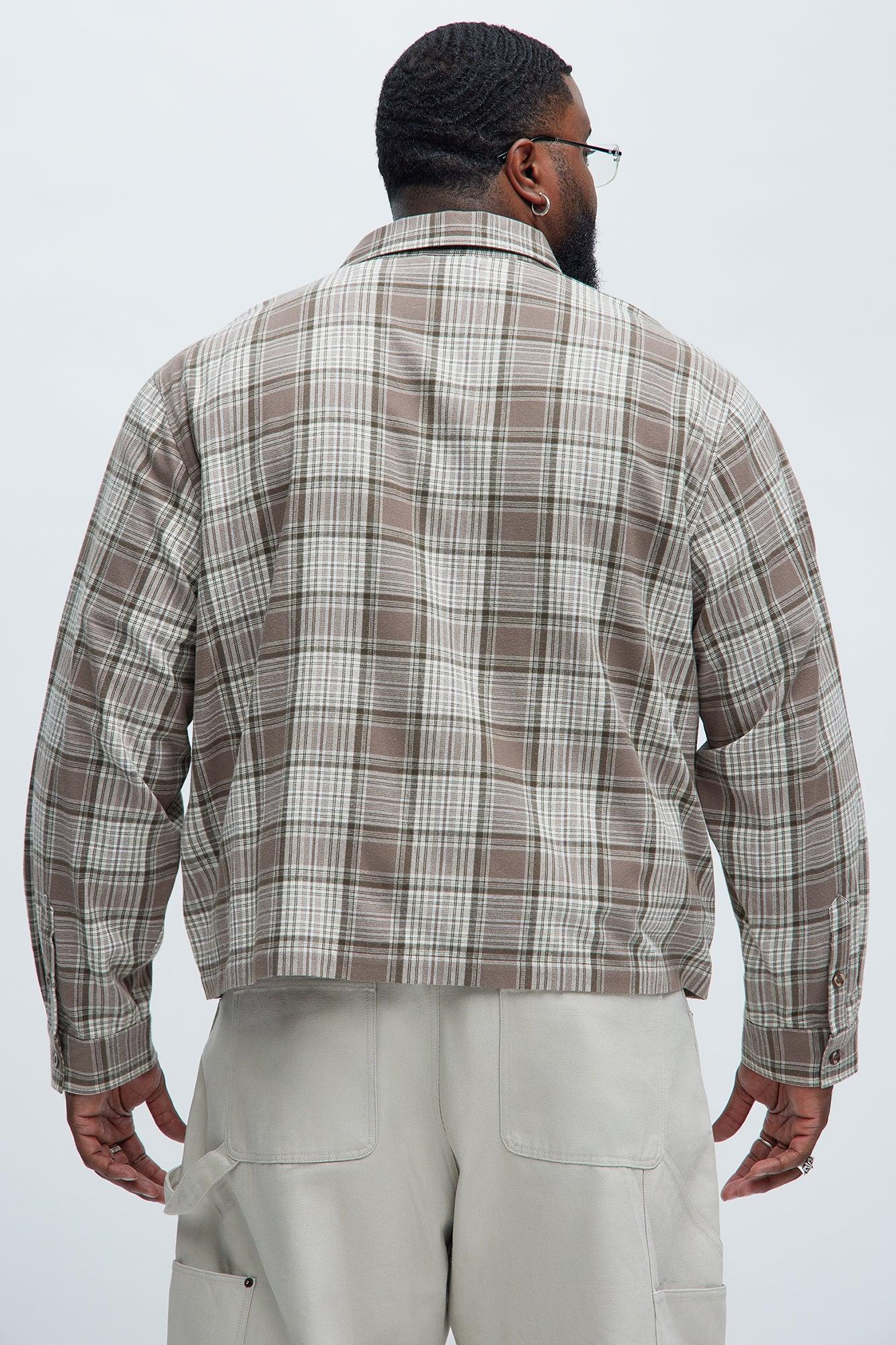 Delano Cropped Plaid Shirt - Taupe/combo Male Product Image