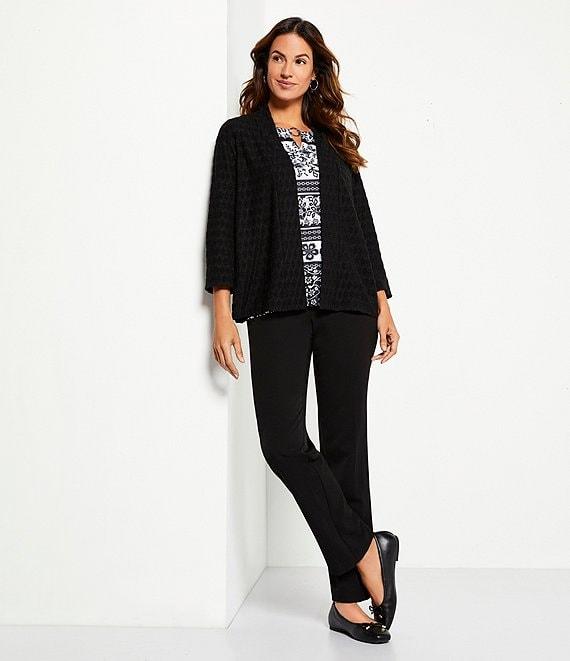 Allison Daley Floral Stripe 3/4 Sleeve Keyhole Neck Knit Top Product Image