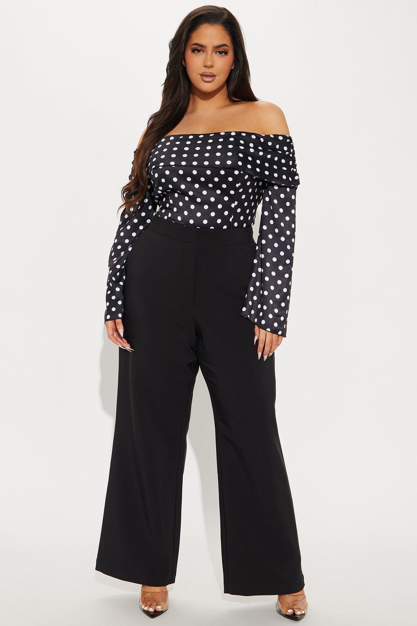 Everlyn Satin Polka Dot Top - Black/White Product Image