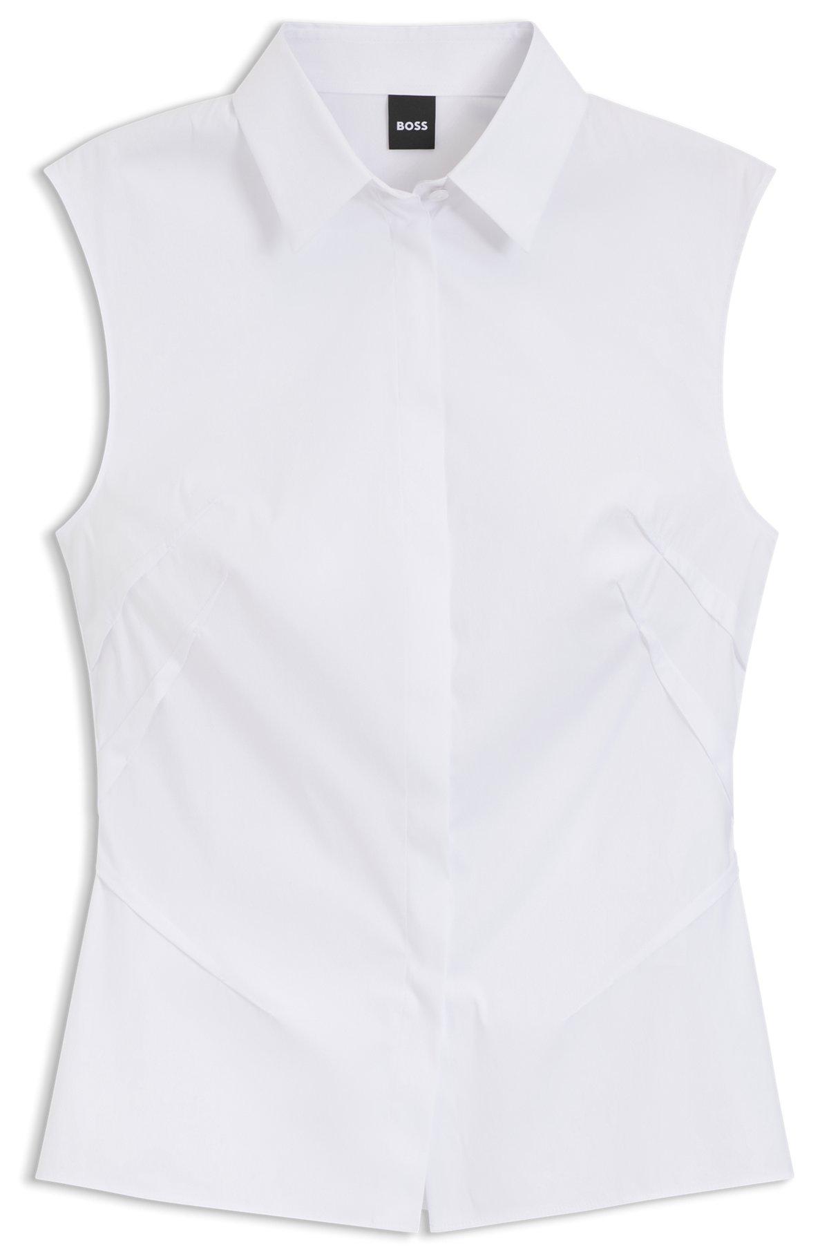 Sleeveless slim-fit blouse in a cotton blend Product Image