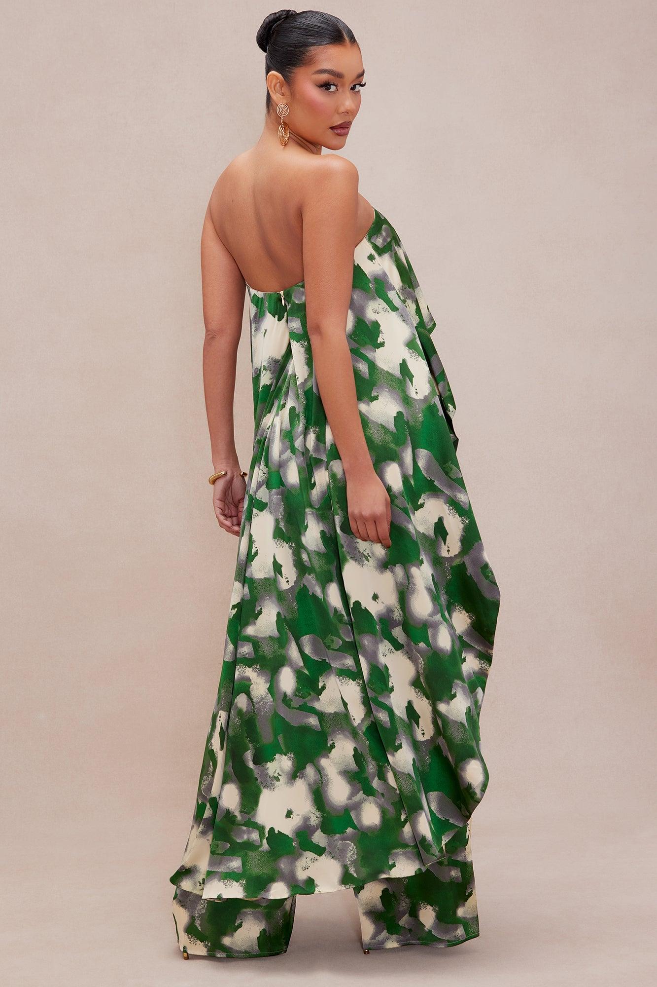 Kimoko Satin Pant Set - Green/combo Product Image