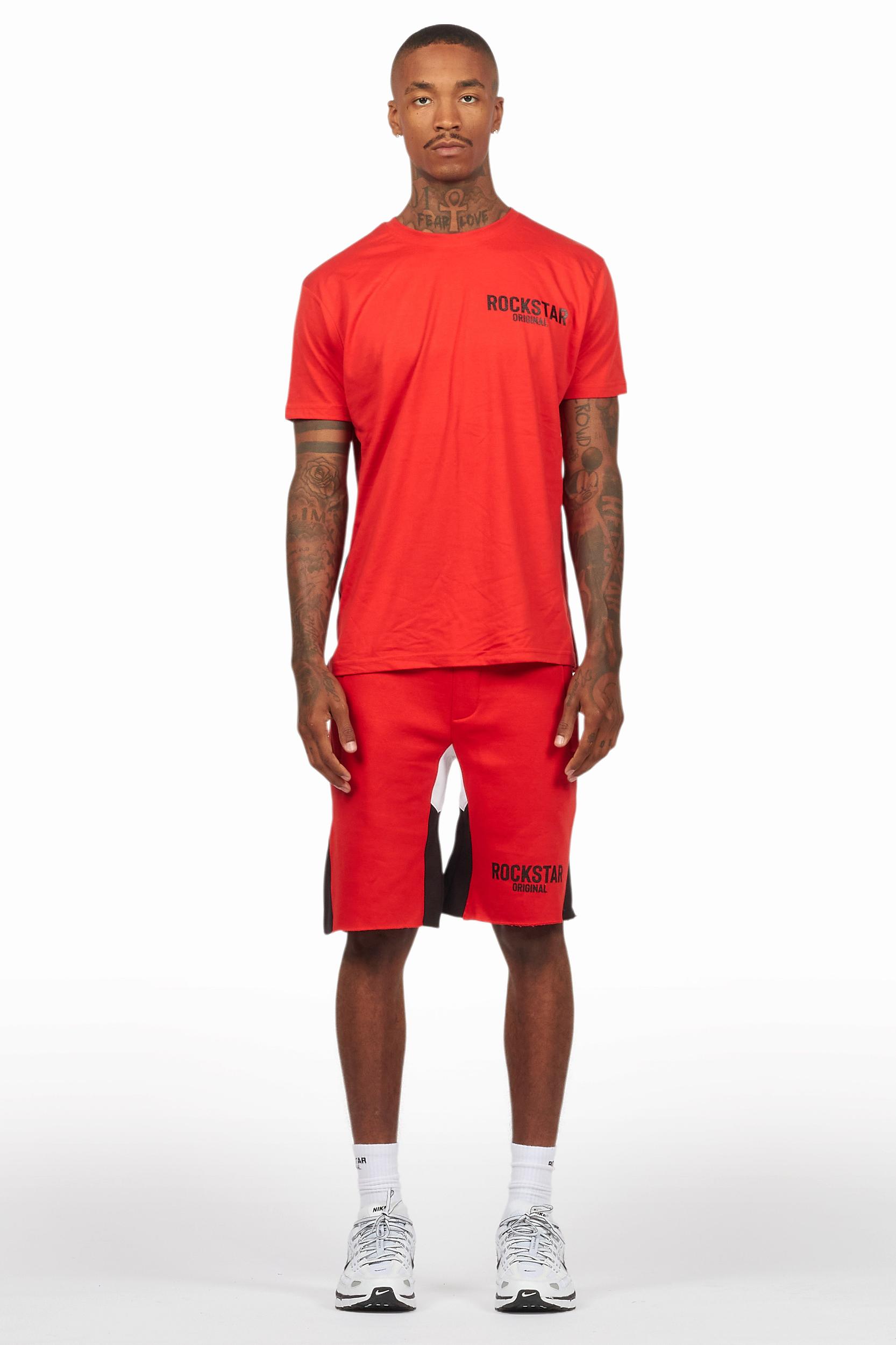 Sana Red Relaxed T-Shirt/Short Set Male Product Image