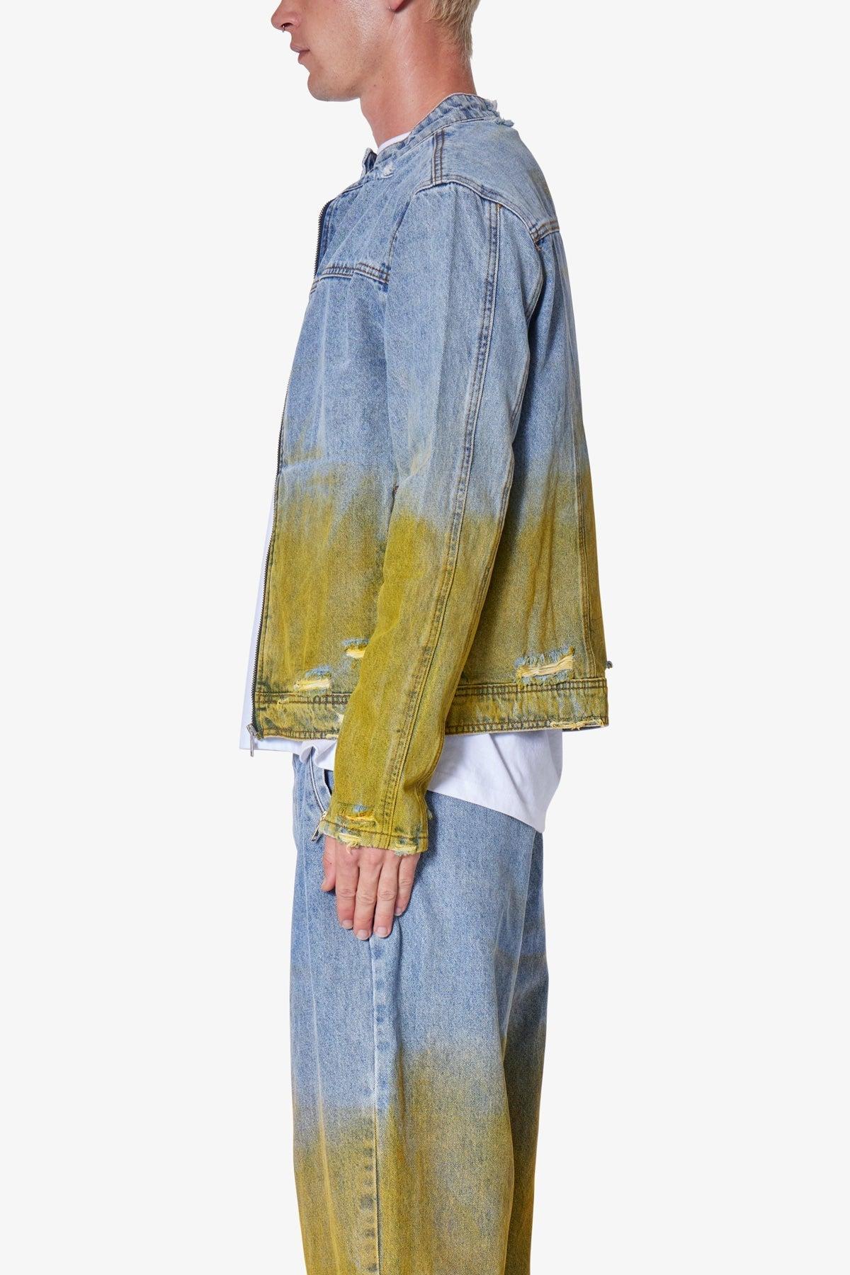 Dual Gradient Washed Denim Jacket - Blue Product Image