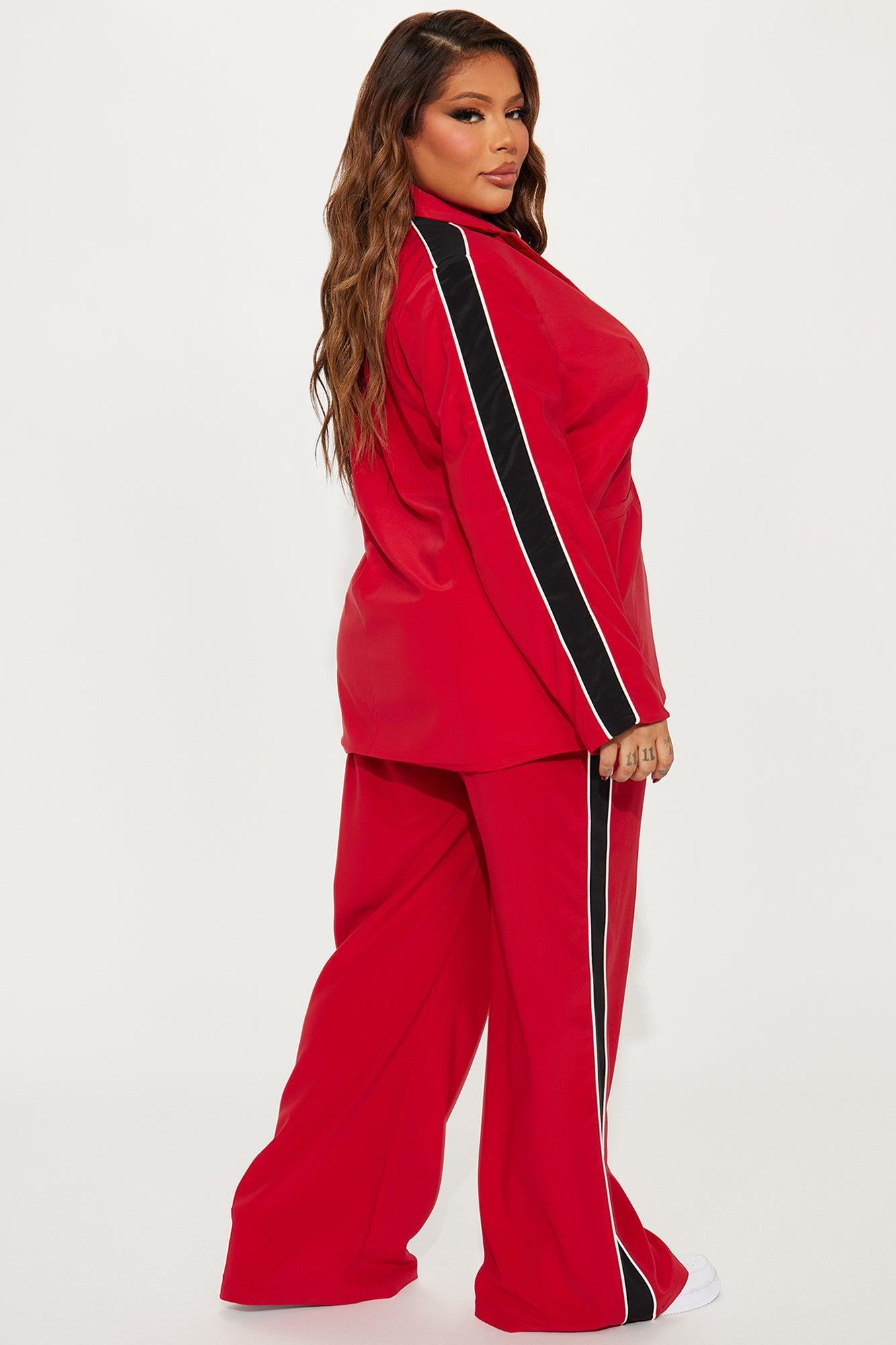 Always Focused Blazer Pant Set - Red Product Image