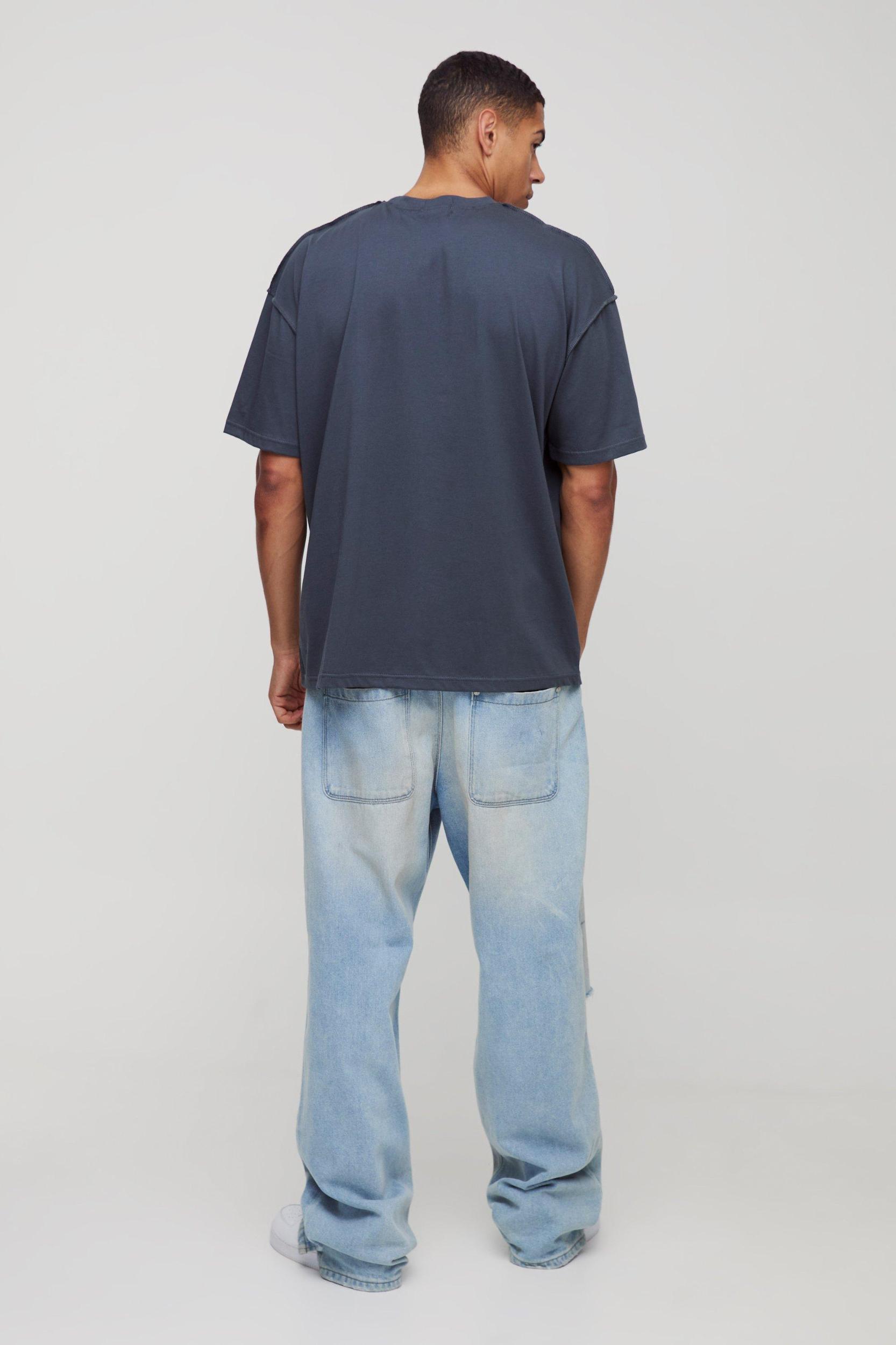 Oversized Heavyweight Washed Overlock Stitch Graphic T Shirt | boohooMAN USA Product Image