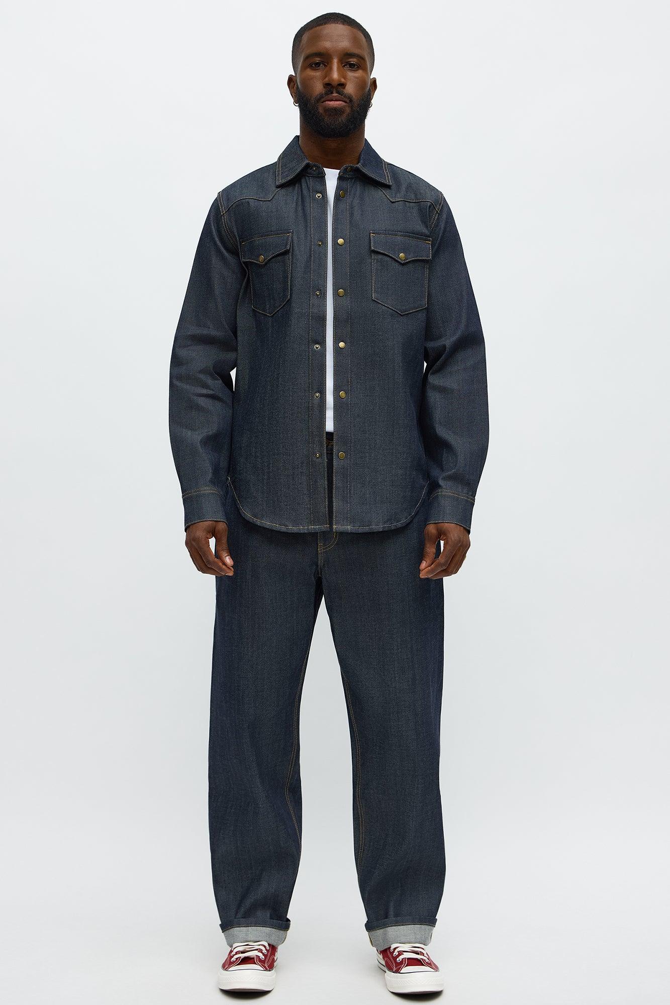 Raw Selvedge Western Denim Shirt - Indigo Male Product Image