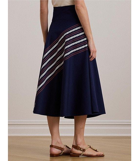 Lauren Ralph Lauren Lace-Up Waist A-Line Midi Skirt Product Image