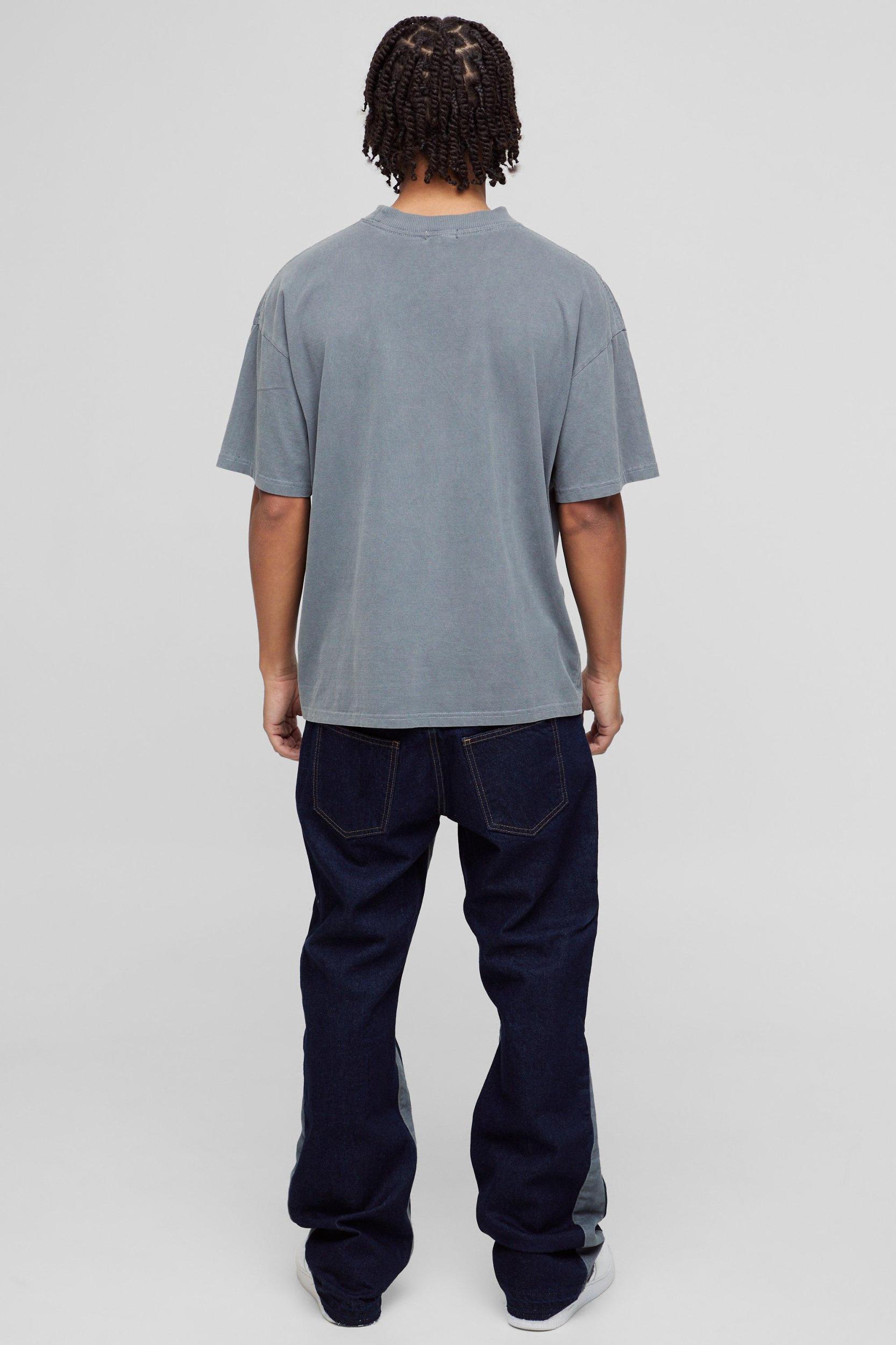 Slim Rigid Flare Applique Panel Jeans | boohooMAN USA Product Image