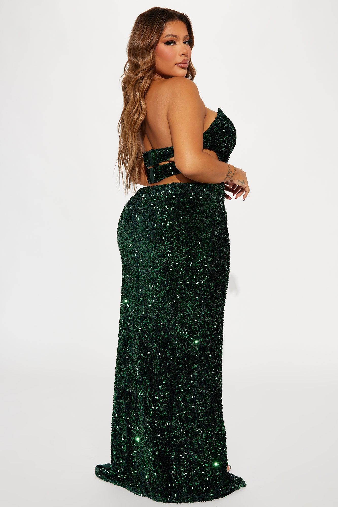 Pop The Bottle Sequin Maxi Dress - Hunter Product Image