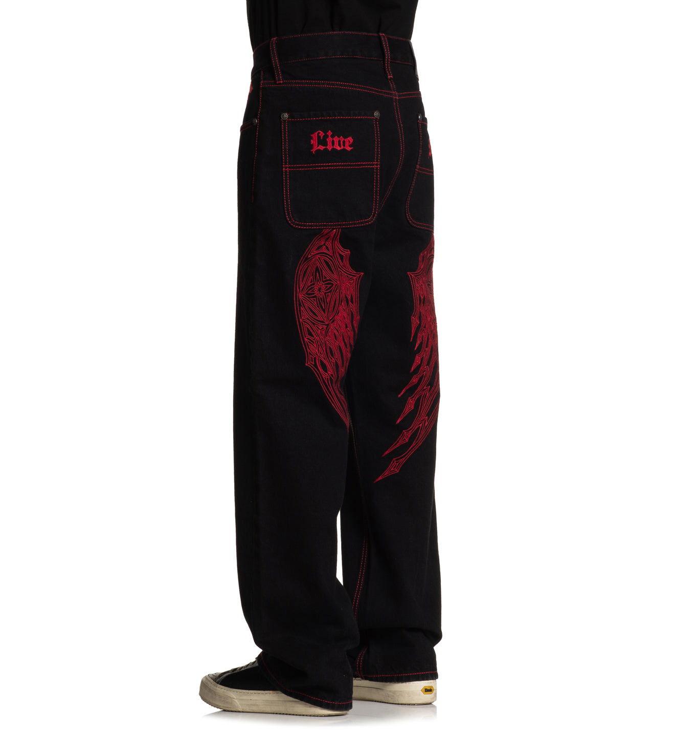 Wide Leg Wings Jeans Male Product Image