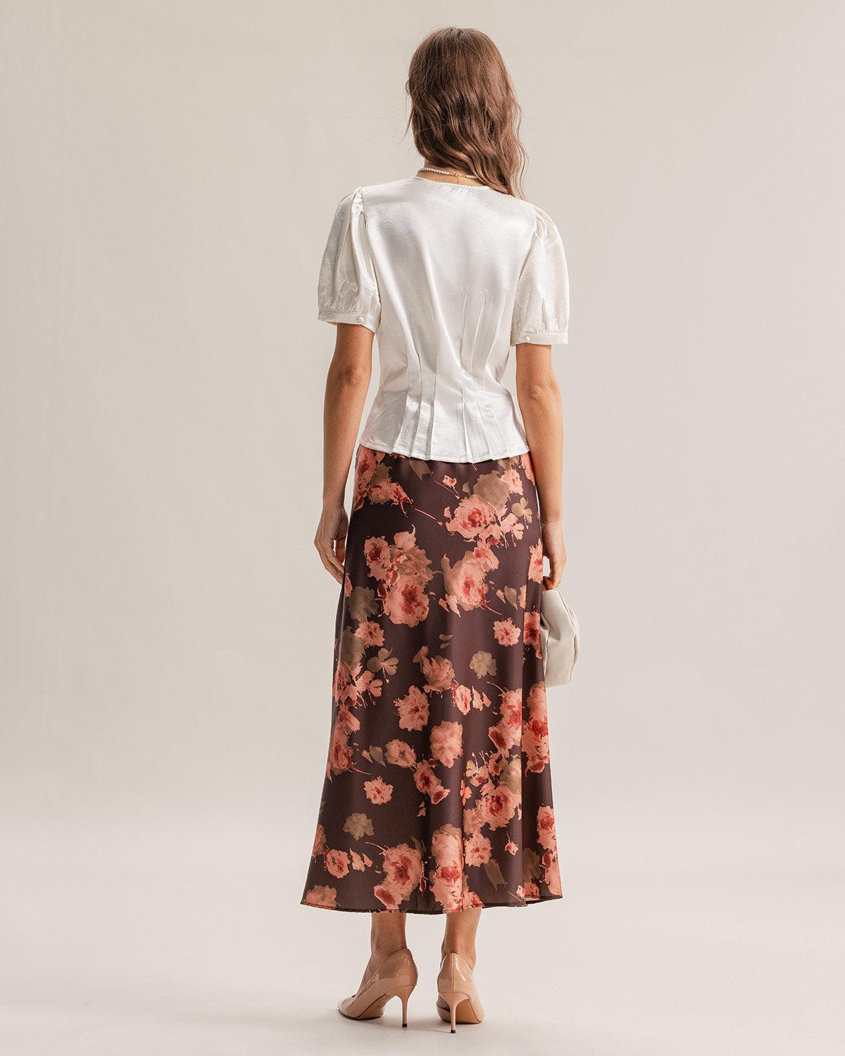 White Satin V Neck Ruched Blouse Product Image