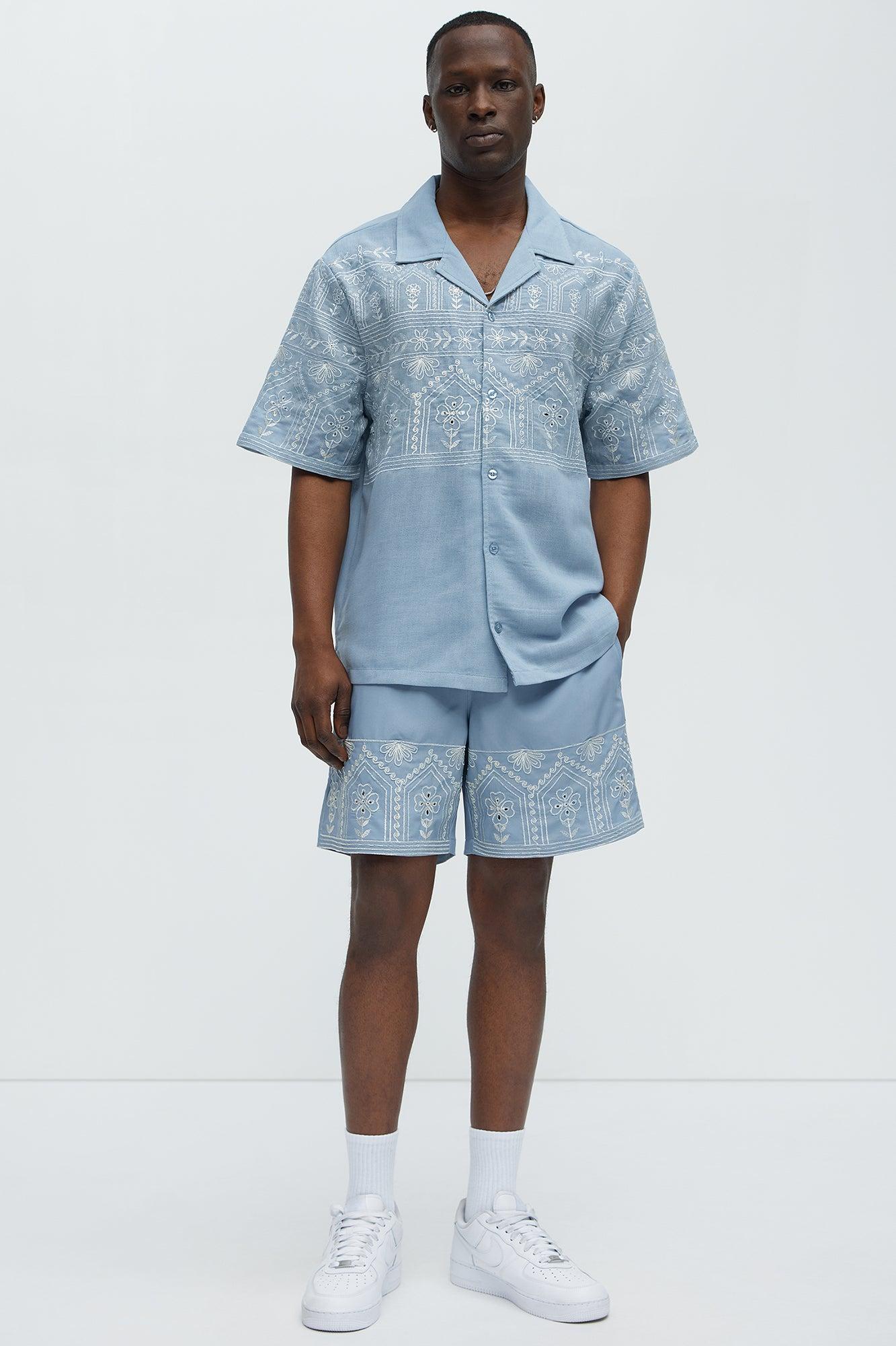 Embroidered Floral Swim Classic Trunk - Blue/combo Male Product Image