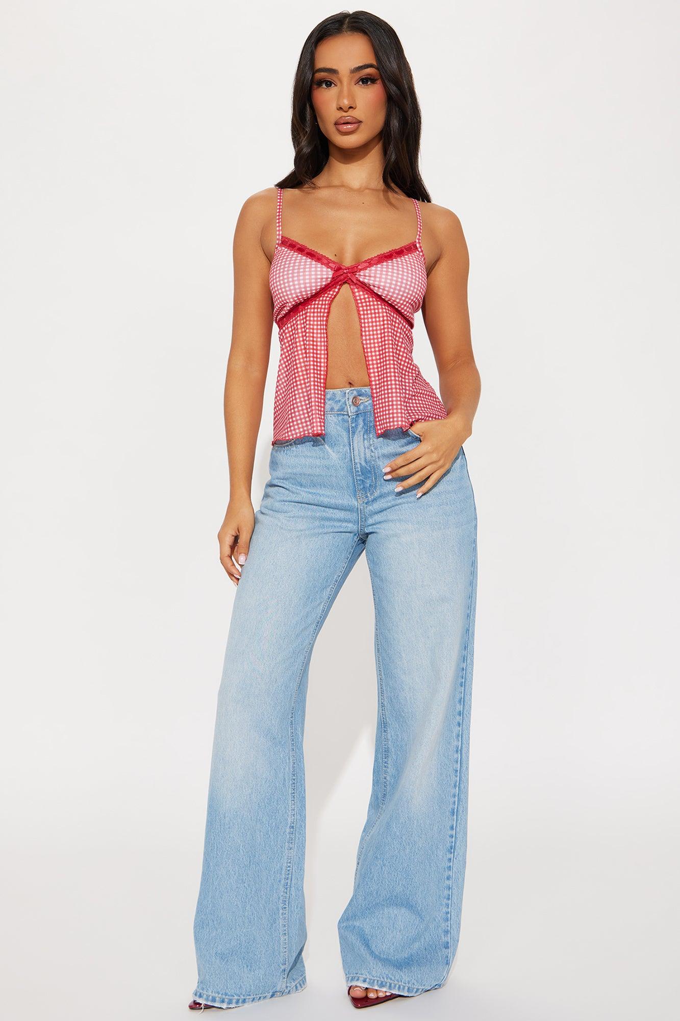 Picnic Cutie Flyaway Top - Red/White Product Image