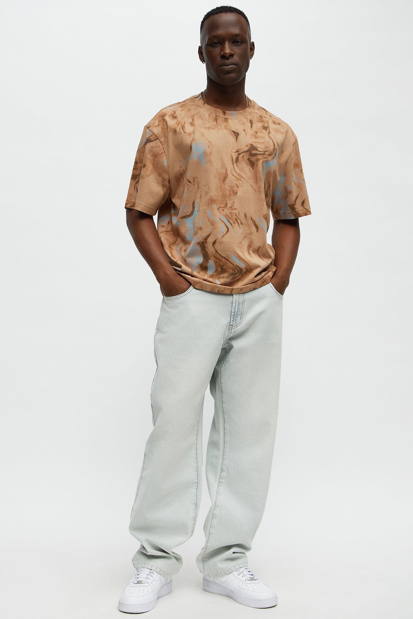 Marble Print Relaxed Tee - Taupe Male Product Image