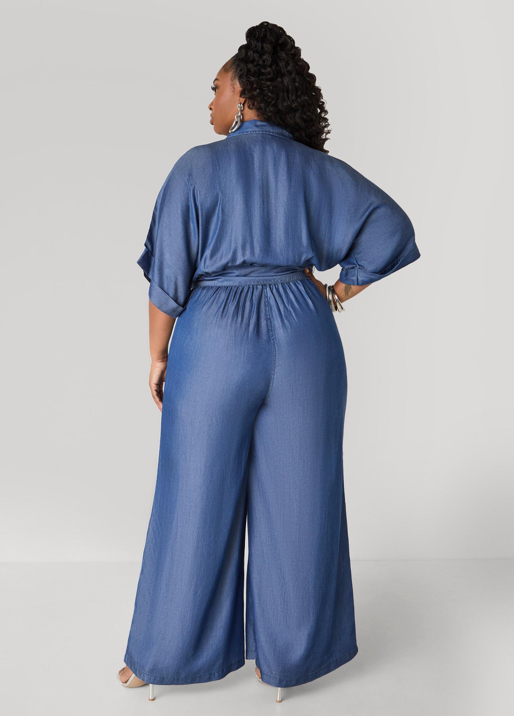 Chambray Wide Leg Jumpsuit Product Image