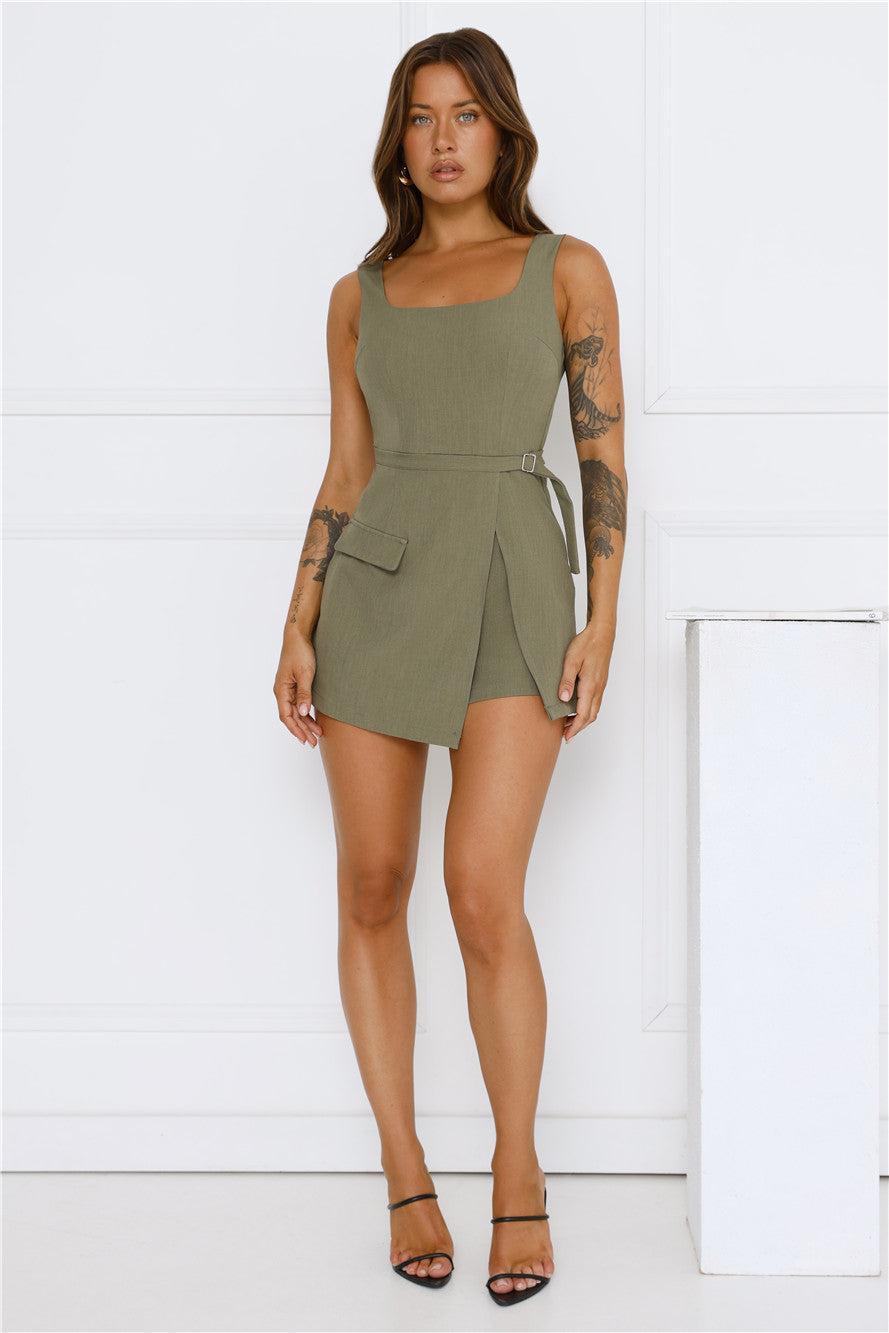 Be My Editor Romper Khaki Product Image