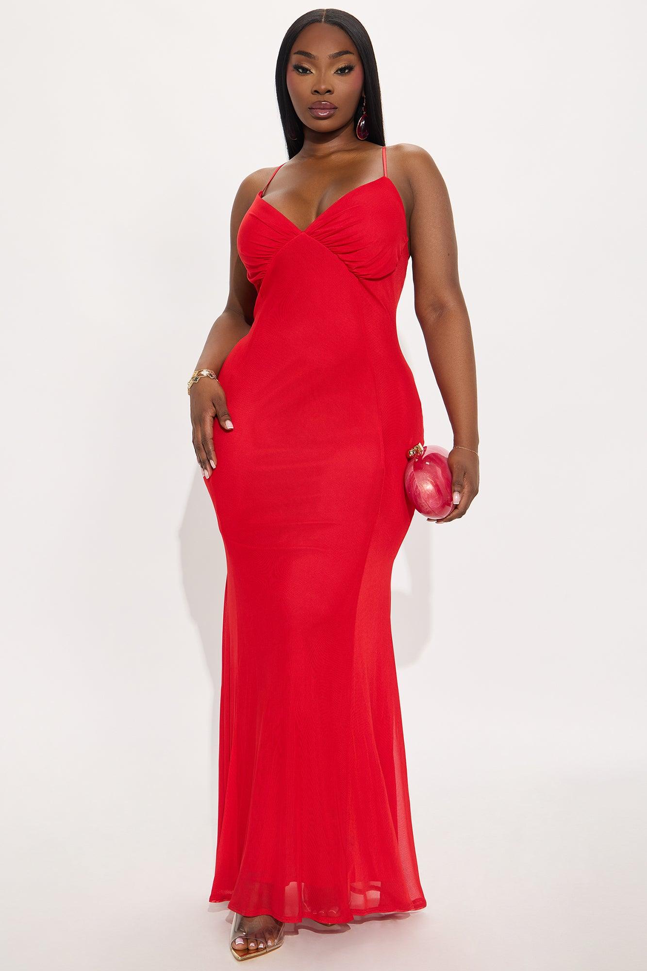 Couture Crush Mesh Maxi Dress - Red Female Product Image