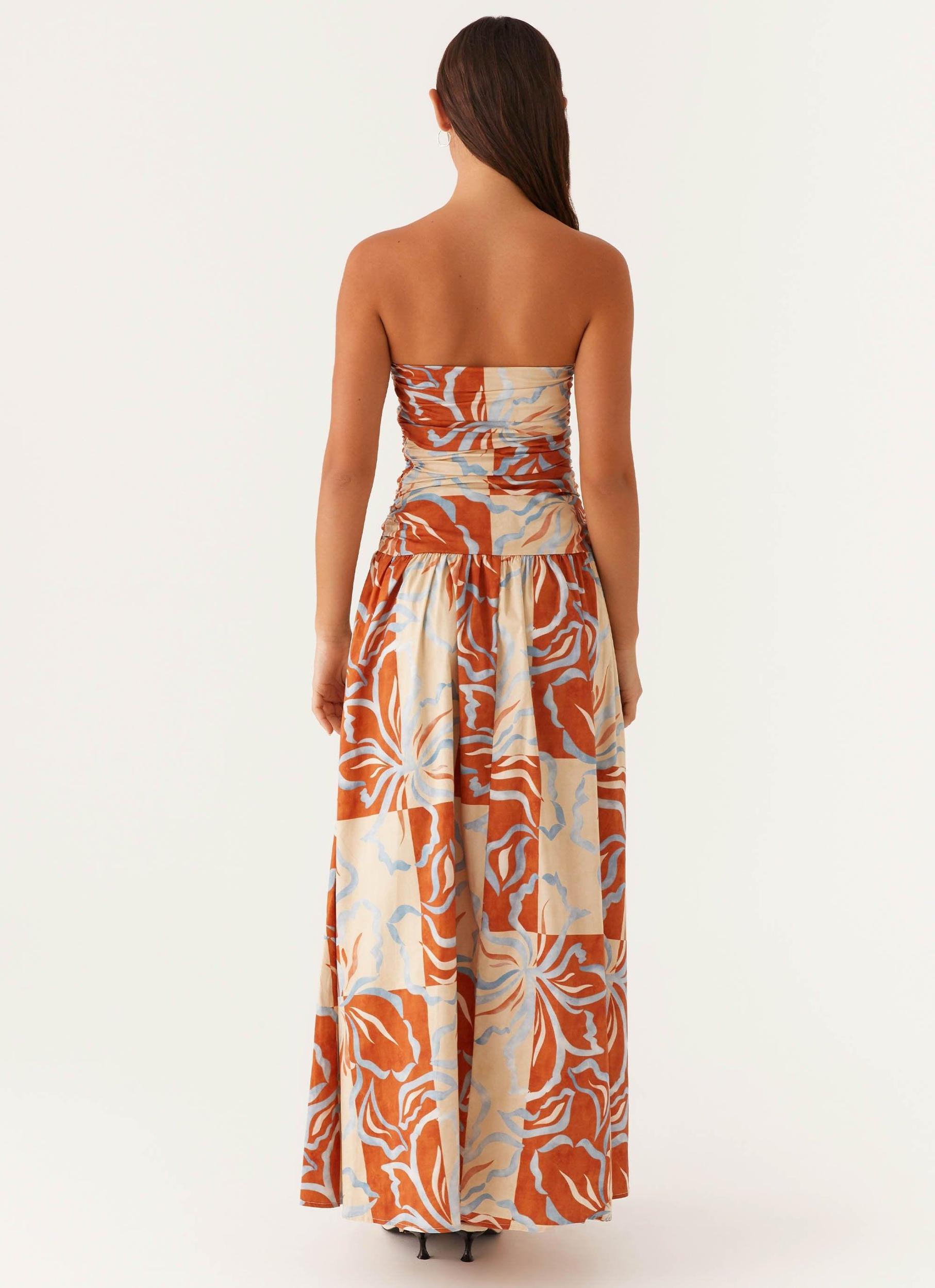 Carmel Maxi Dress - Orange Blue Floral Product Image