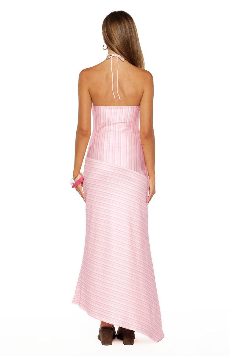 Hendrea Pink Stripe Jersey Midi Dress Product Image