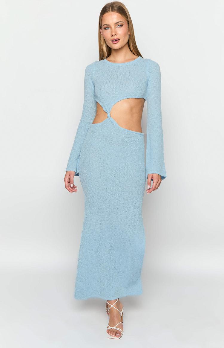 Arya Blue Long Sleeve Knit Maxi Dress Baby Product Image