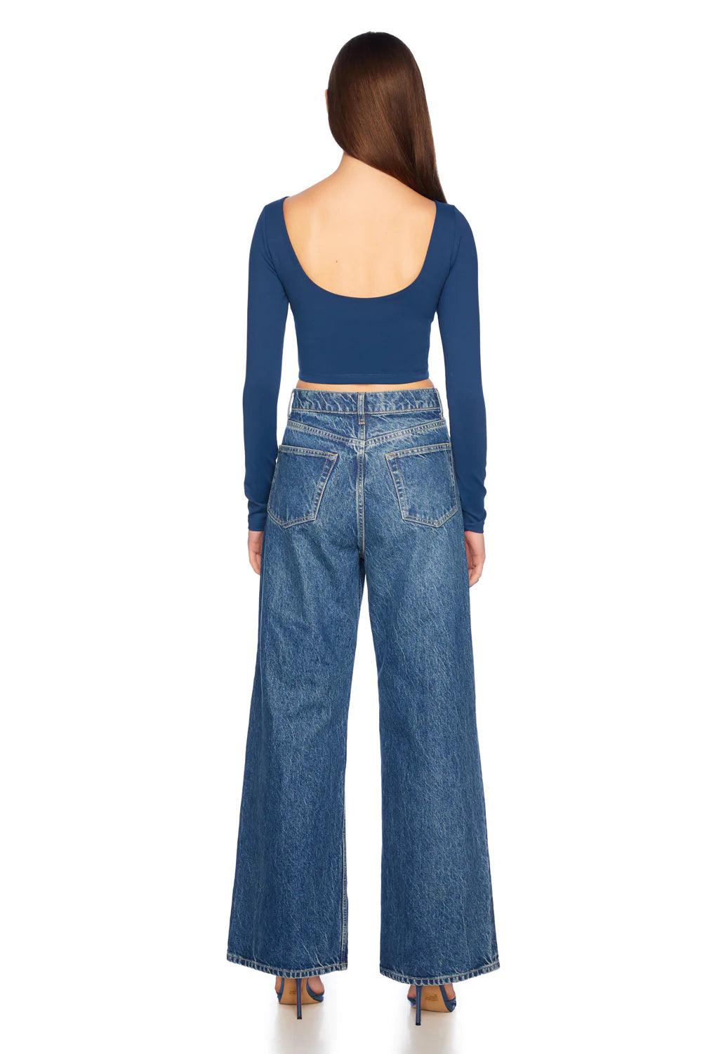 Scoop Back LS Crop Top - Stratus Product Image