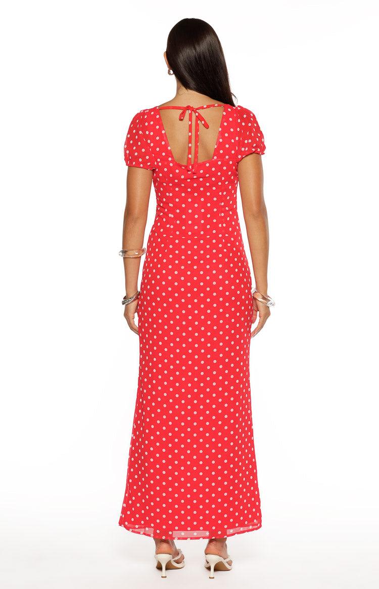 Lovella Red Polka Dot Maxi Dress Product Image