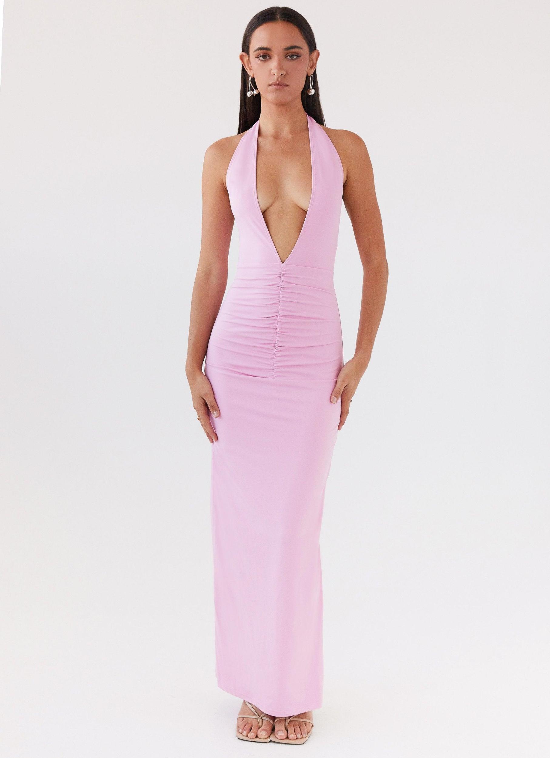 Whisked Away Halterneck Maxi Dress - Pink Product Image