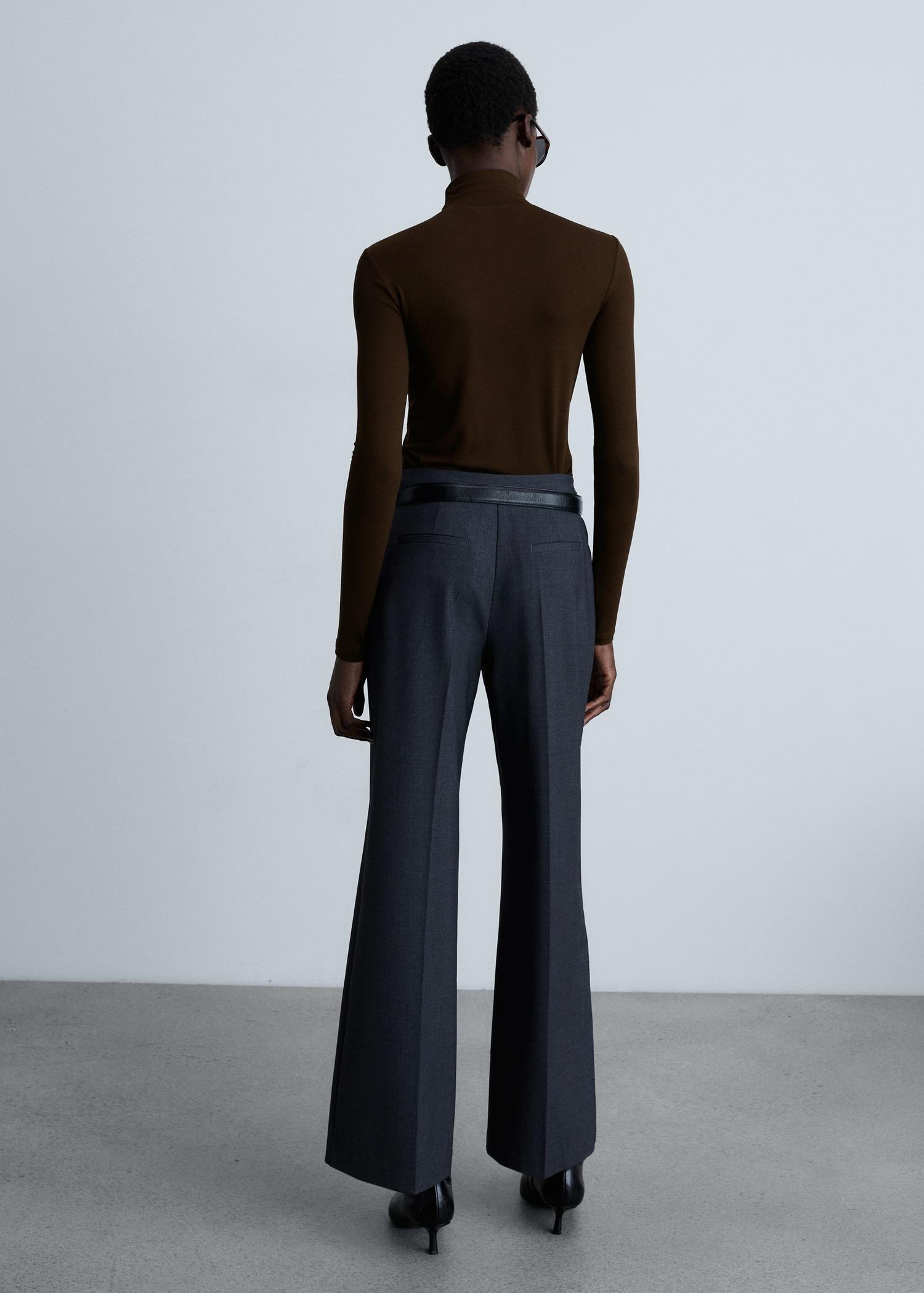 Long-sleeved t-shirt with perkins neck - Women | MANGO USA Product Image