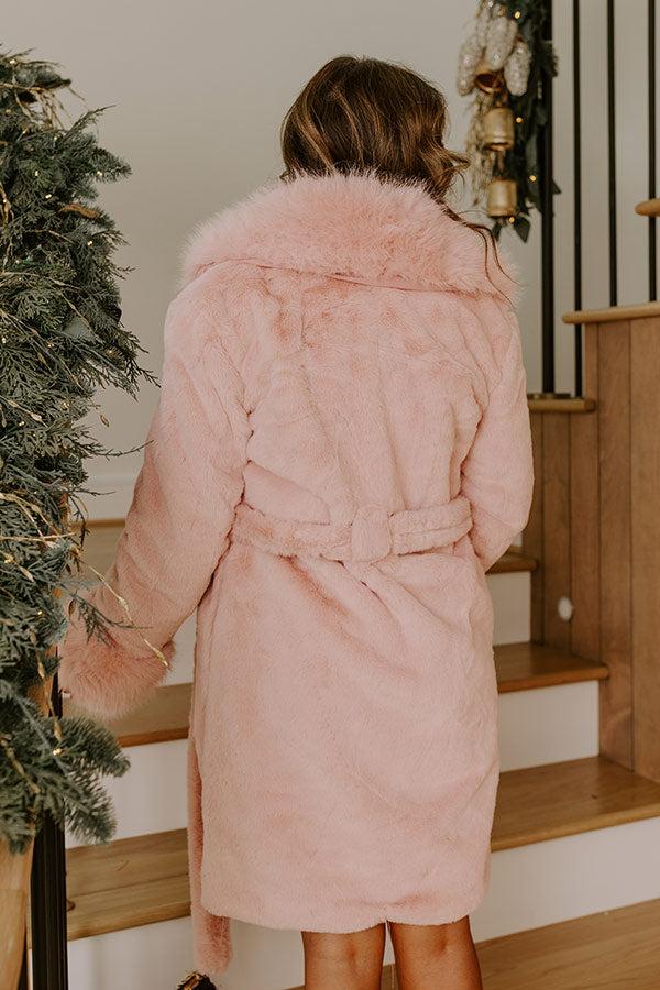 London Afternoon Plush Faux Fur Coat in Pink Product Image